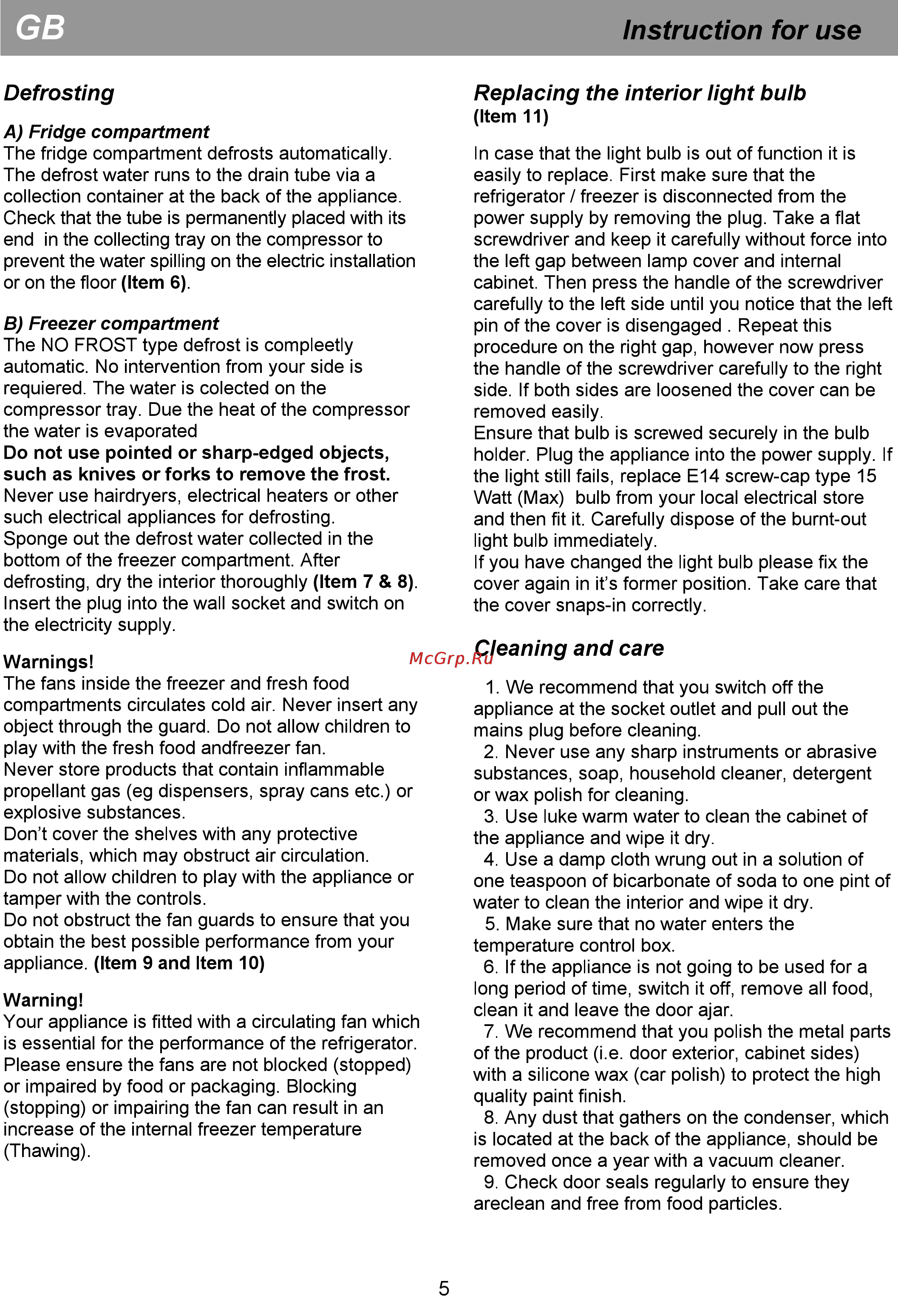 Beko CN 327120 [11/36] Cleaning and care
