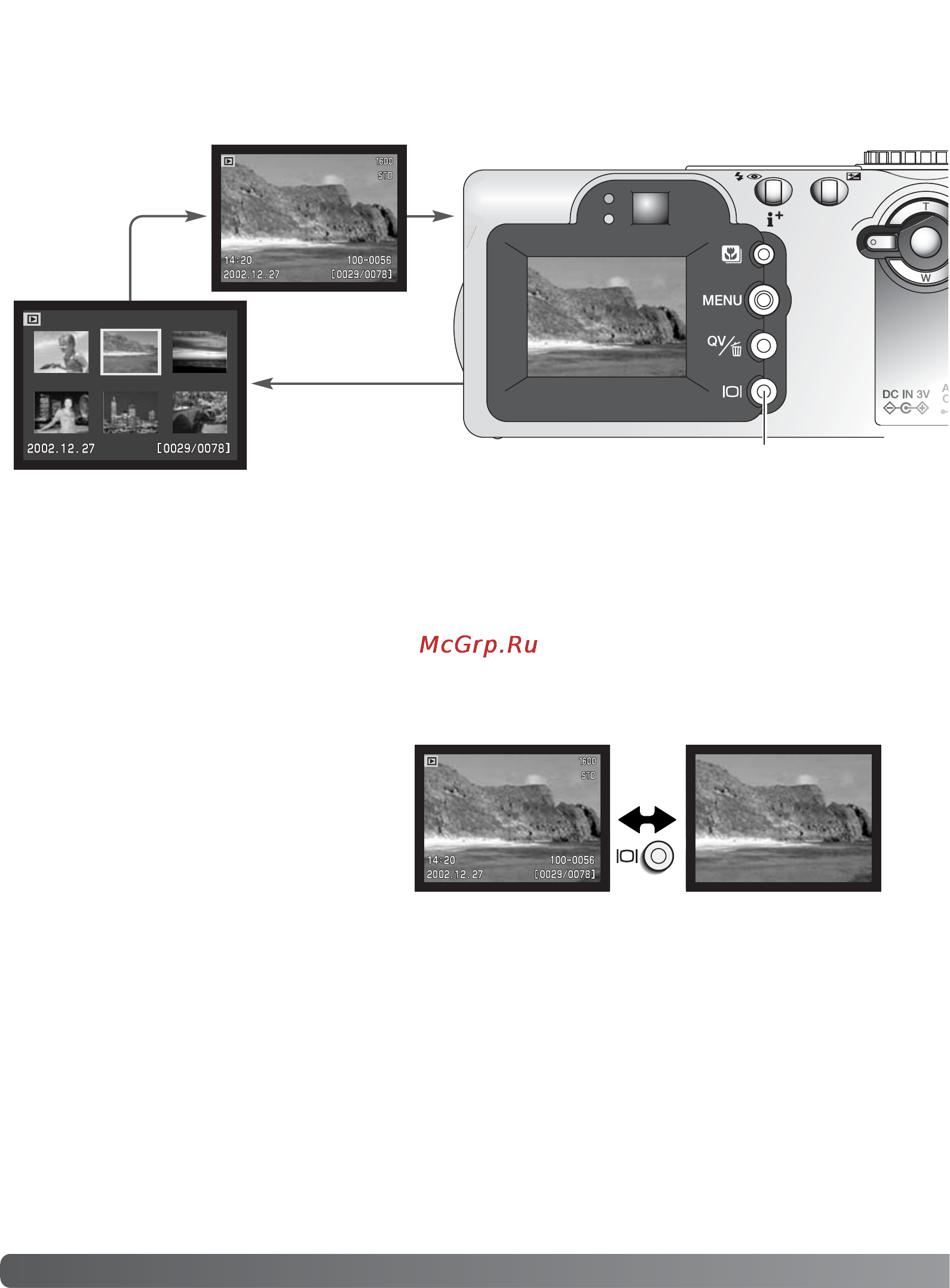 Minolta Dimage F300 [36/128] Функции кнопки дисплея в режиме быстрого просмотра qv