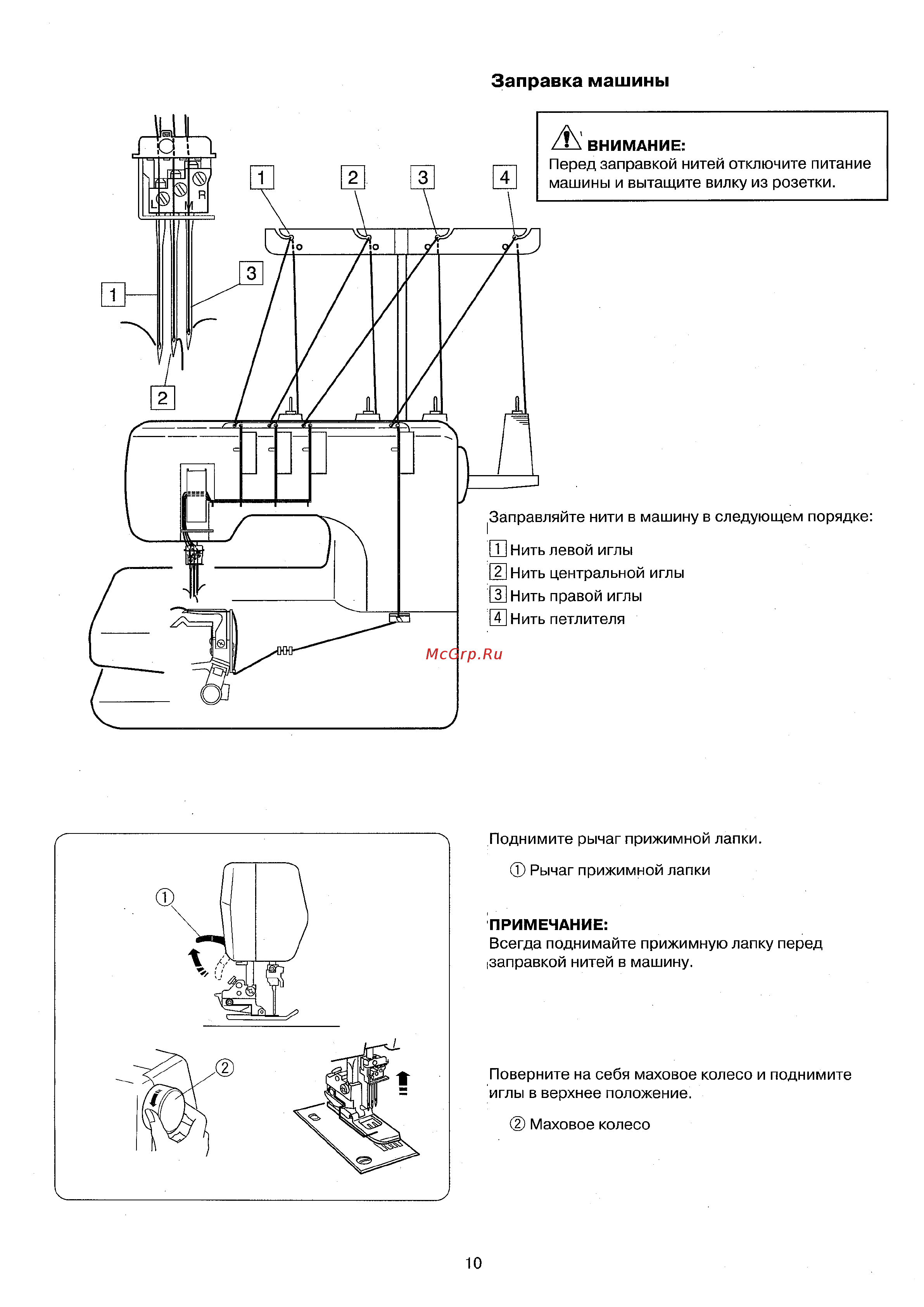Janome Cover Pro 1000CP [12/28] Заправка машины