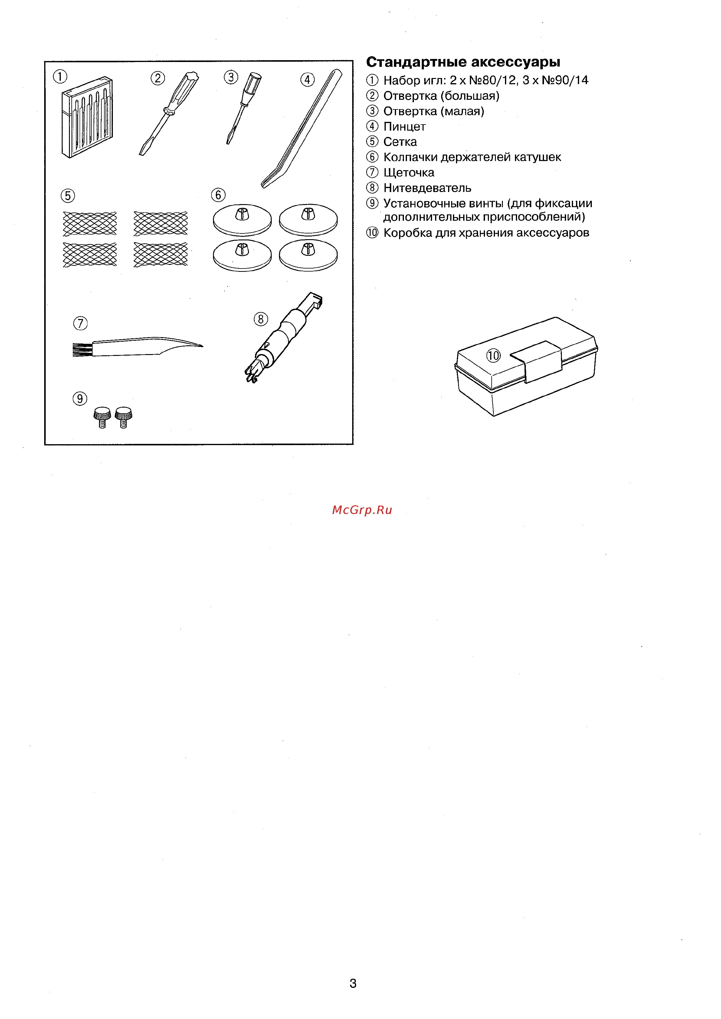 Janome Cover Pro 1000CP [5/28] Стандартные аксессуары