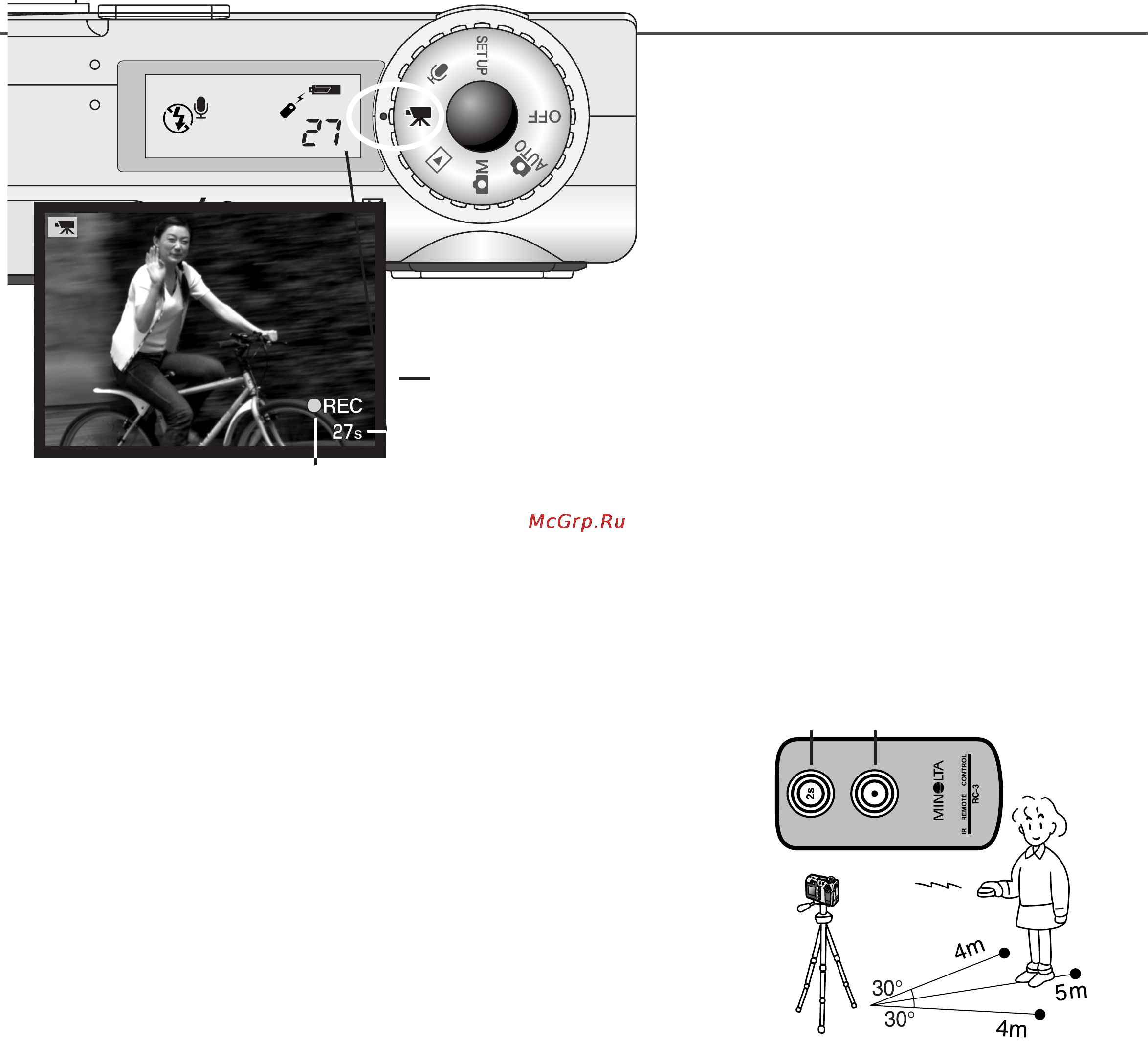 Minolta Dimage F100 [75/128] Запись видео и звука с использованием пульта дистанционно го управления rc 3
