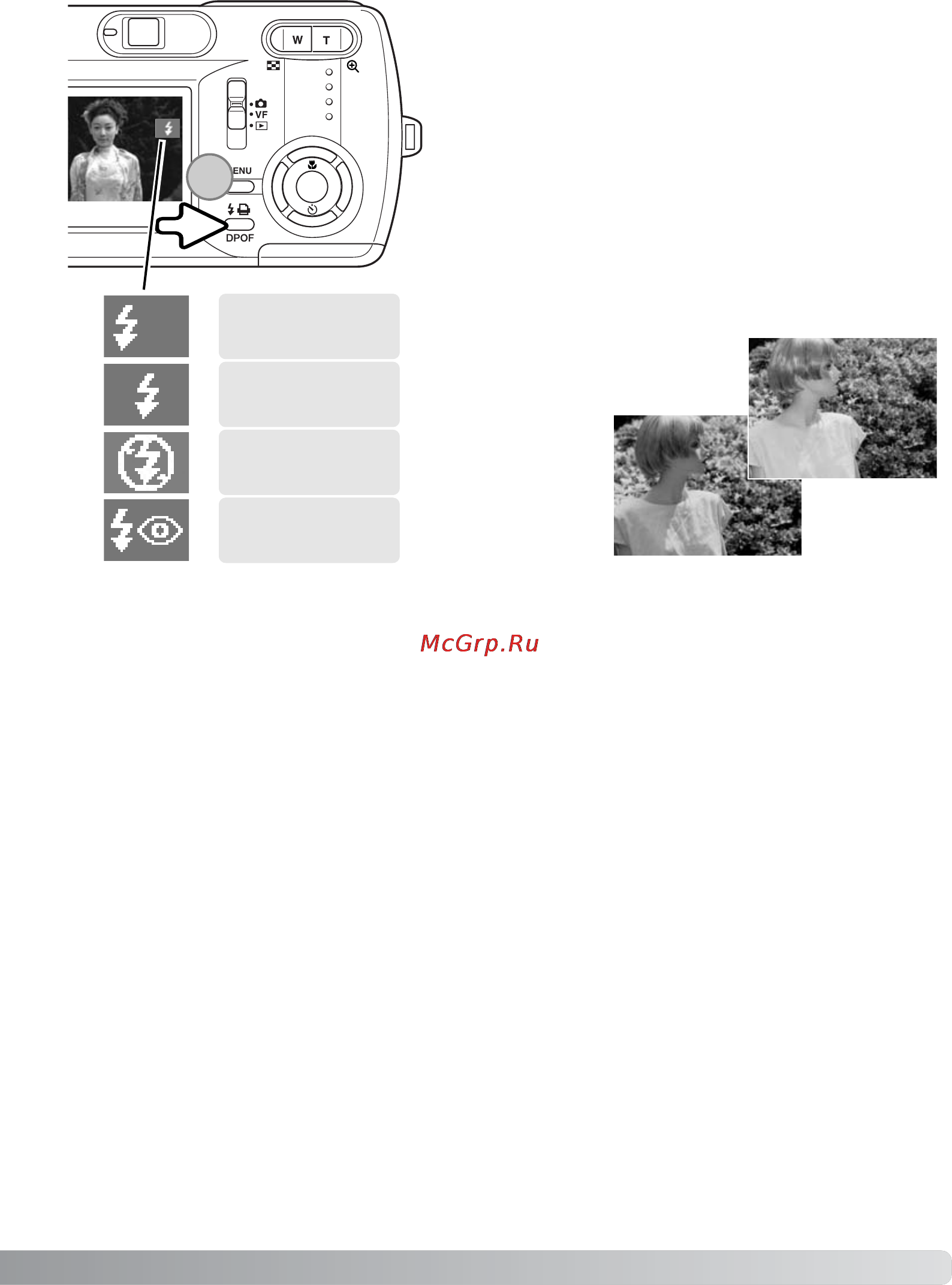 Minolta Dimage E323 [31/96] Режимы работы вспышки