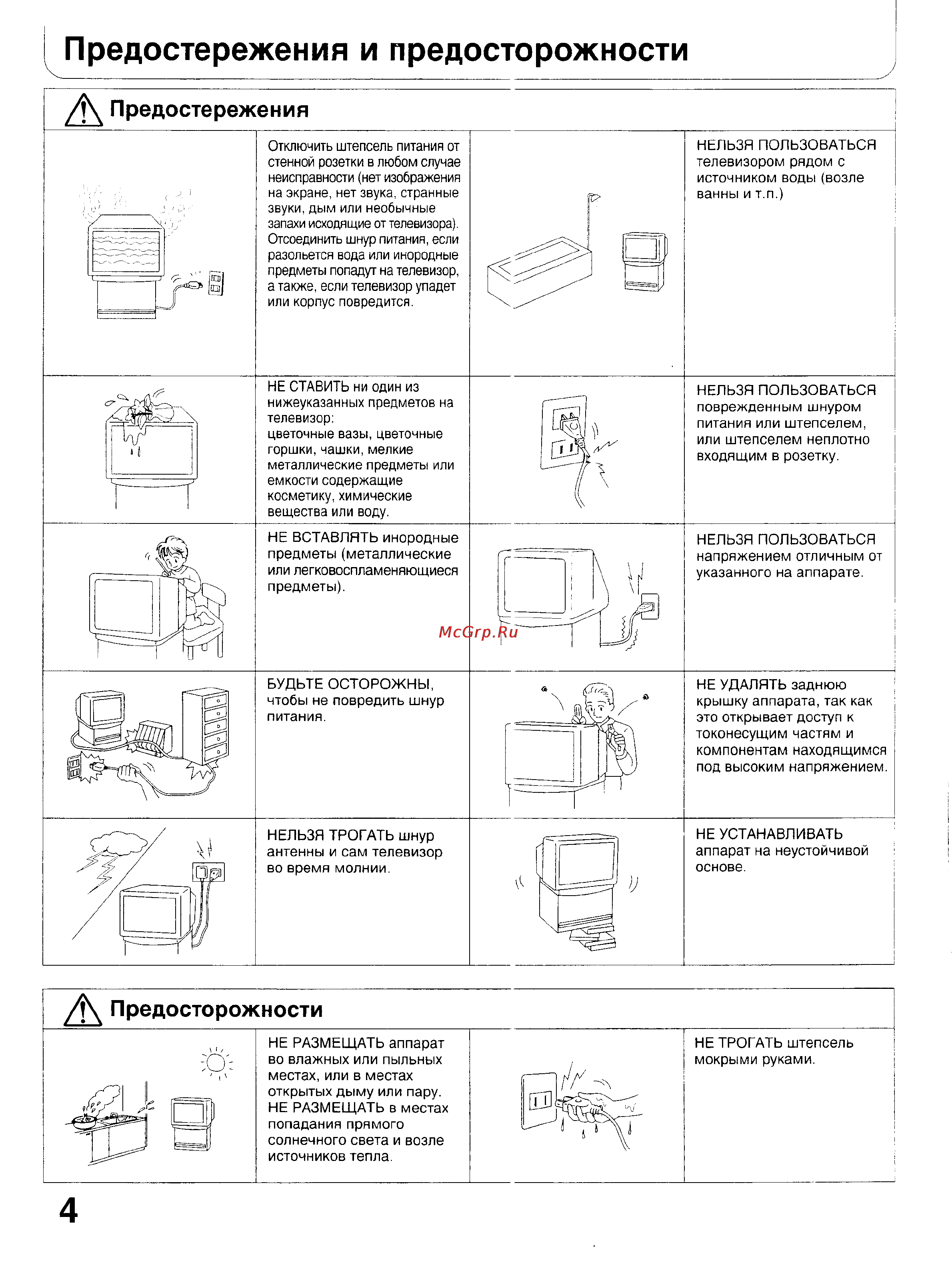 Panasonic TX-47WG25 [4/58] Предостережения и предосторожности