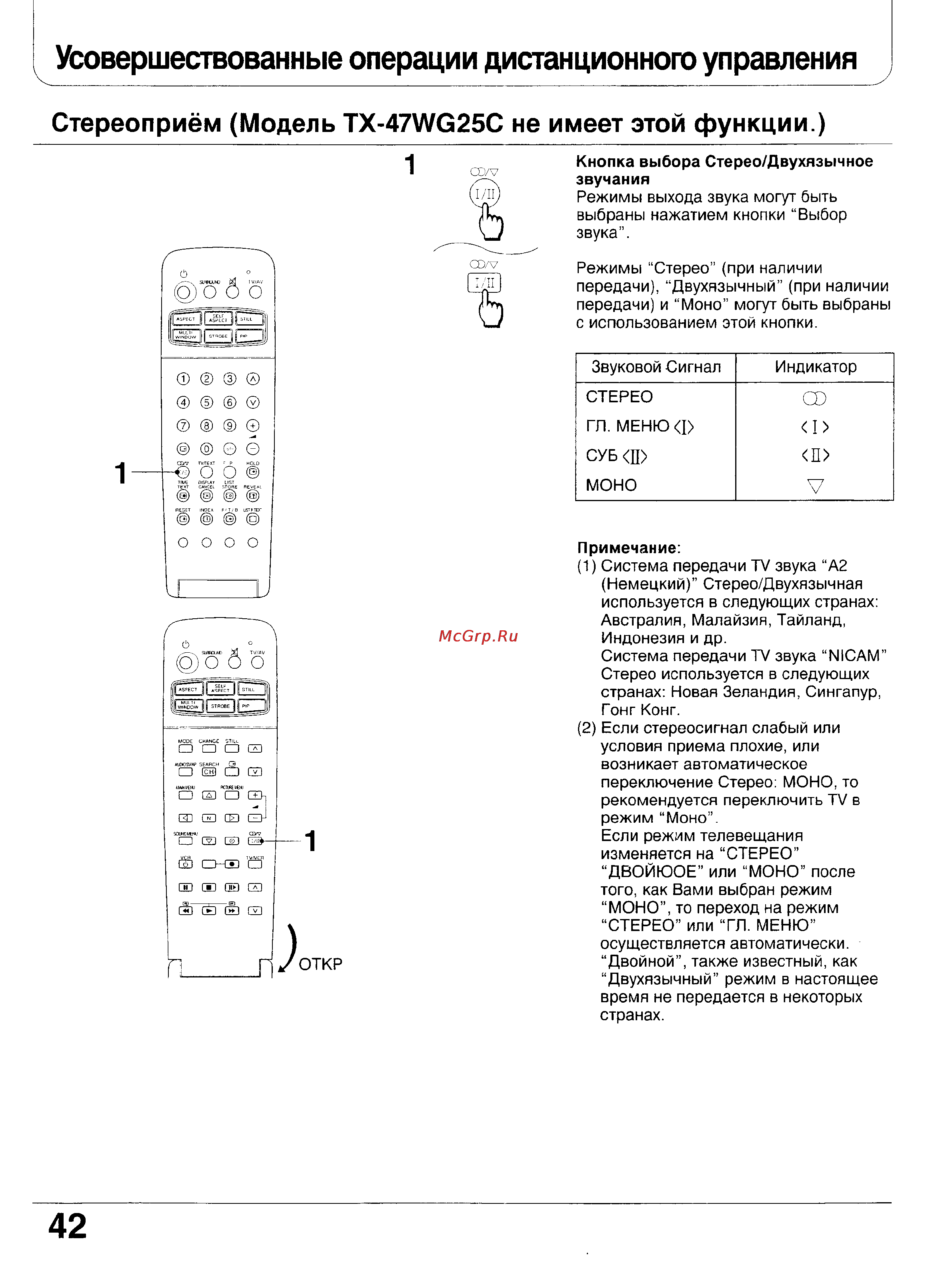 Panasonic TX-47WG25 [42/58] Усовершествованные операции дистанционного управления