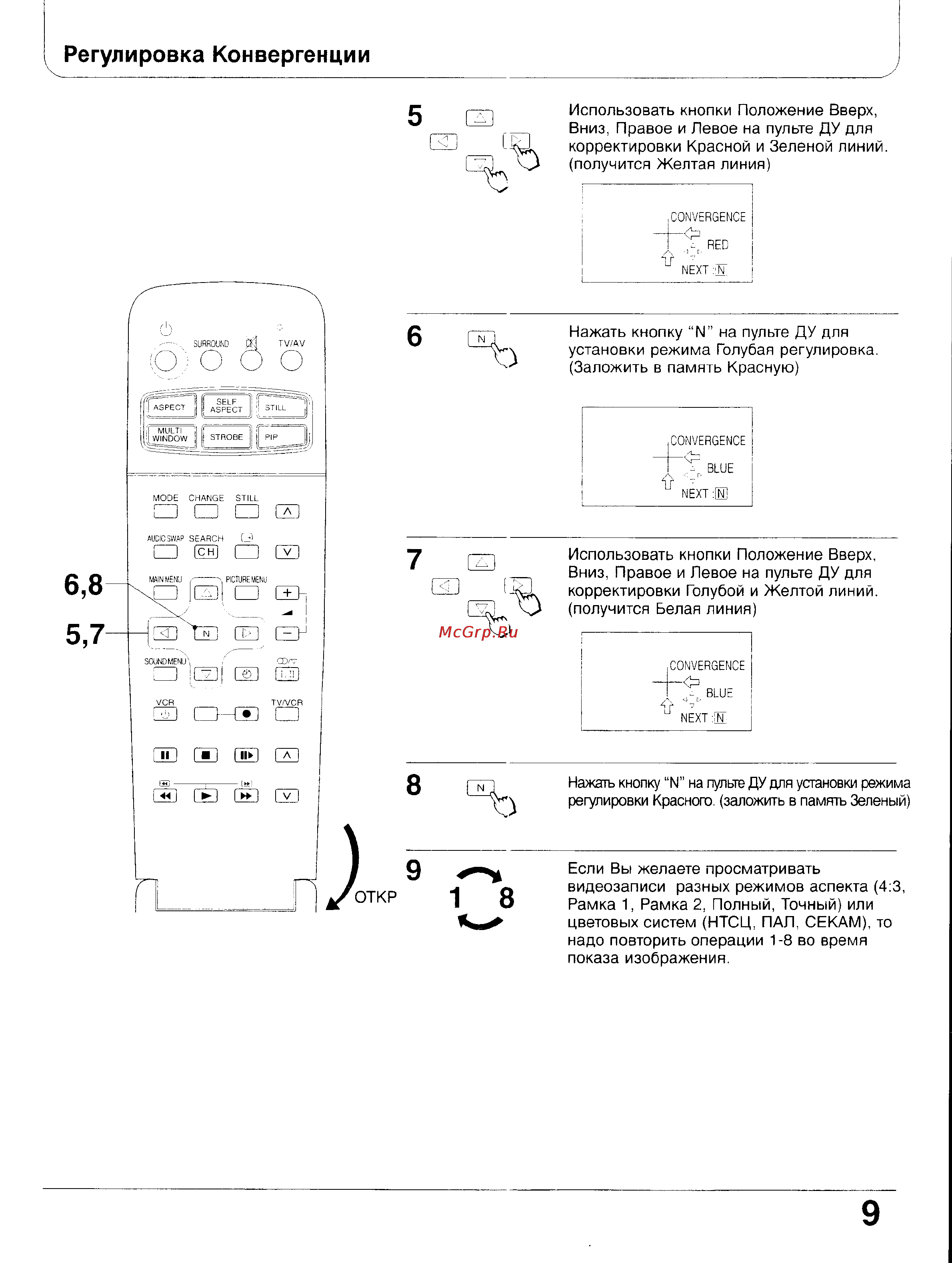 Panasonic TX-47WG25 [9/58] Регулировка конвергенции