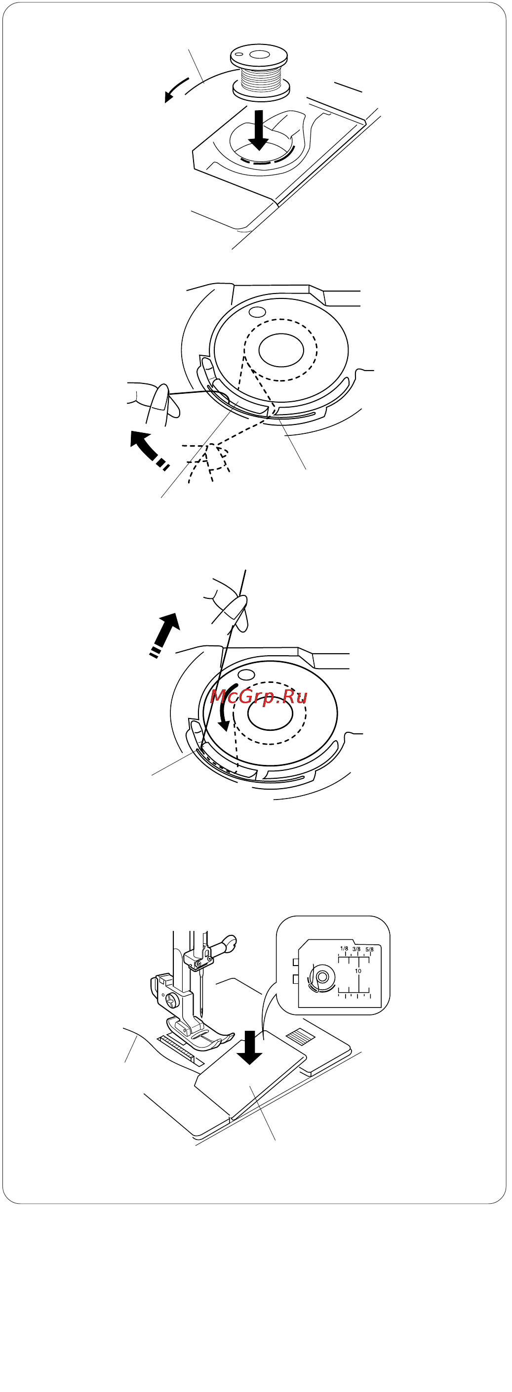 Janome 625 E [13/45] Установка шпульки