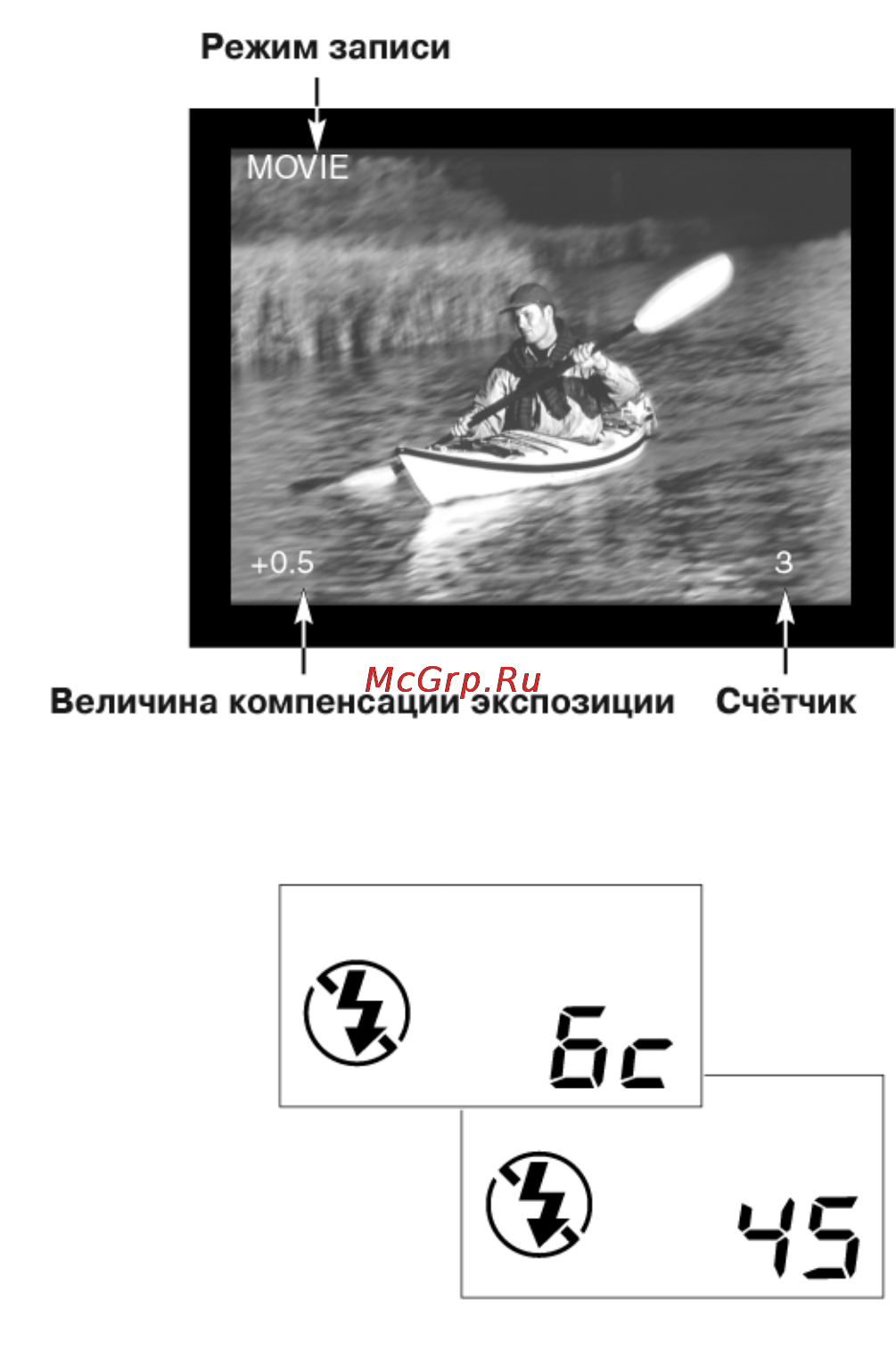 Minolta Dimage E201 [48/135] Дисплеи режима записи видео