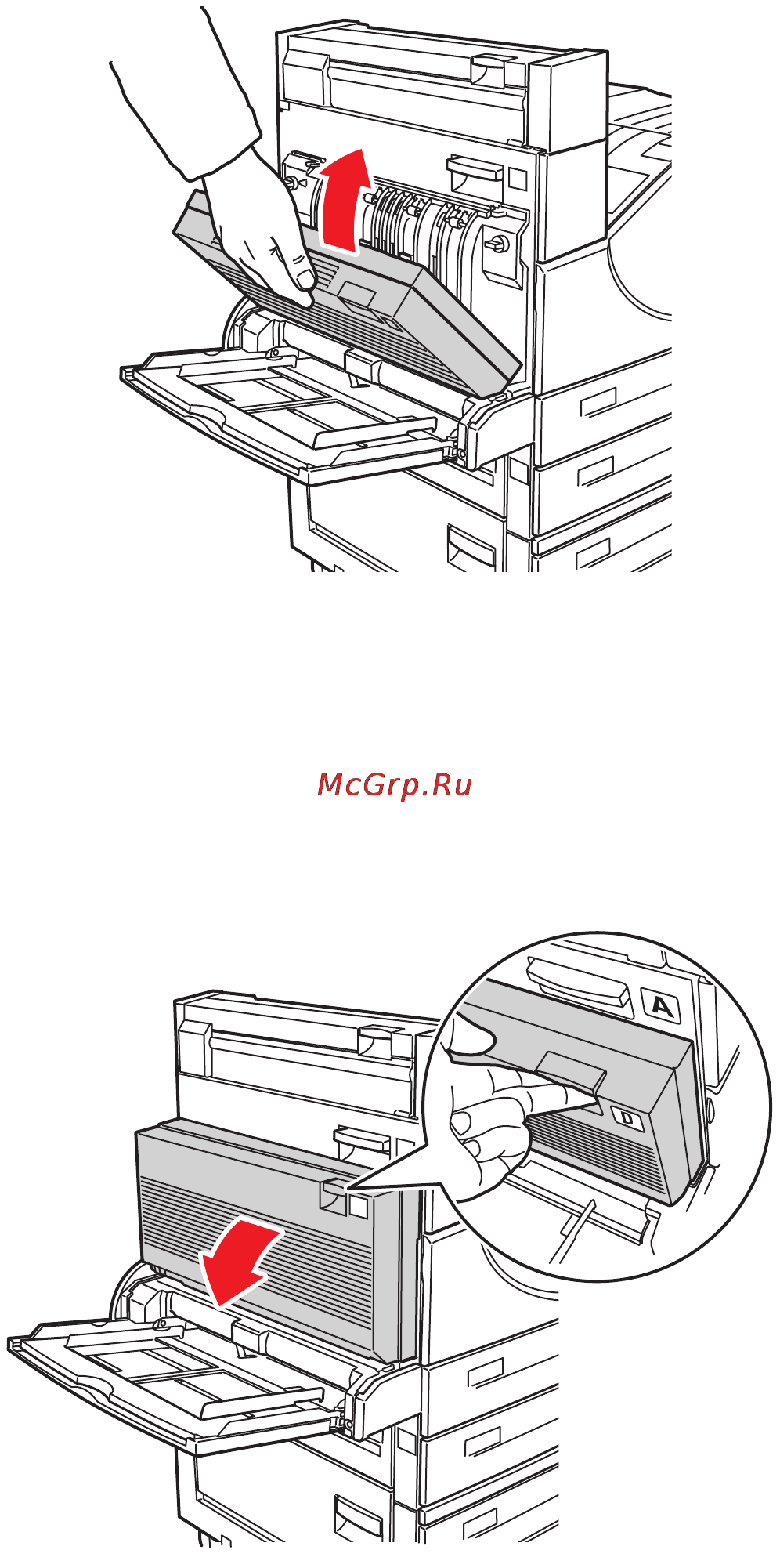 Xerox Phaser 5550 [177/258] Застревание за дверцами d и a