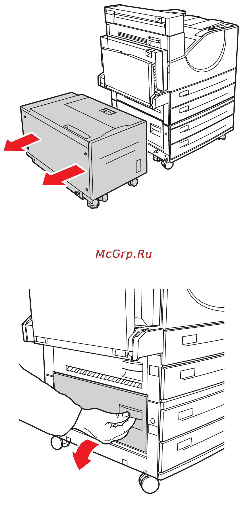 Xerox Phaser 5550 [212/258] Застревание в лотке 4 или 5 и за дверцей с