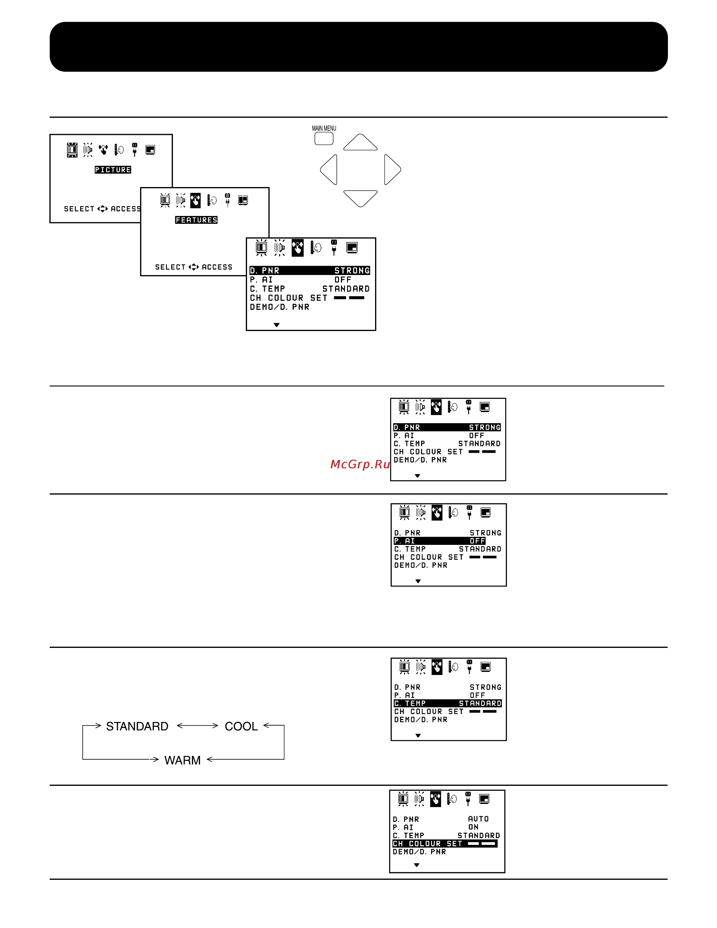 Panasonic TX-43P15H [43/60] Функции главного меню