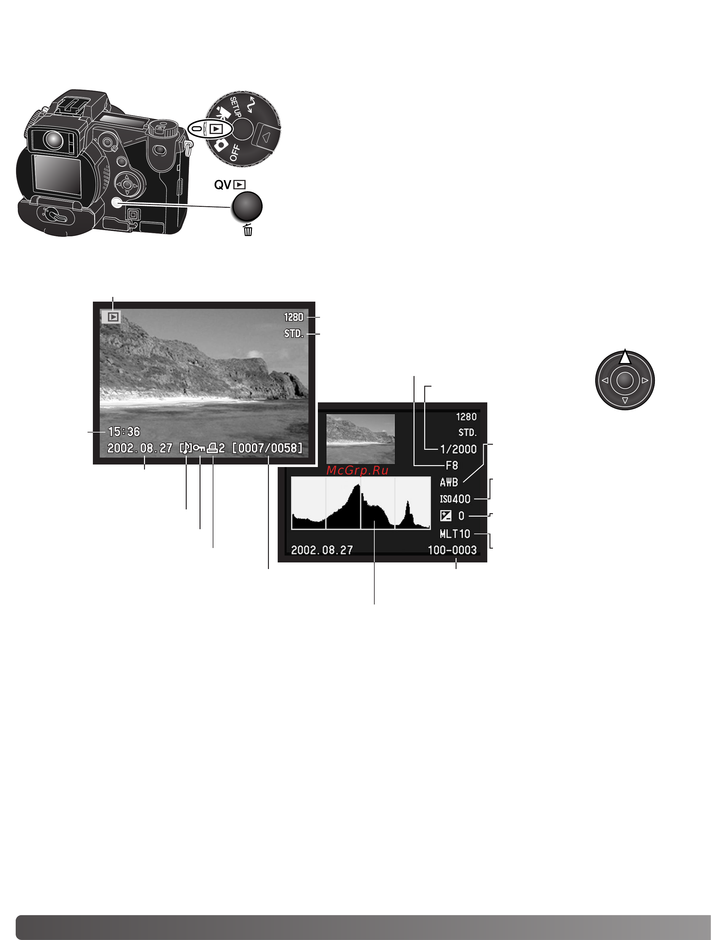 Minolta Dimage 7Hi [34/156] Режим воспроизведения основные операции