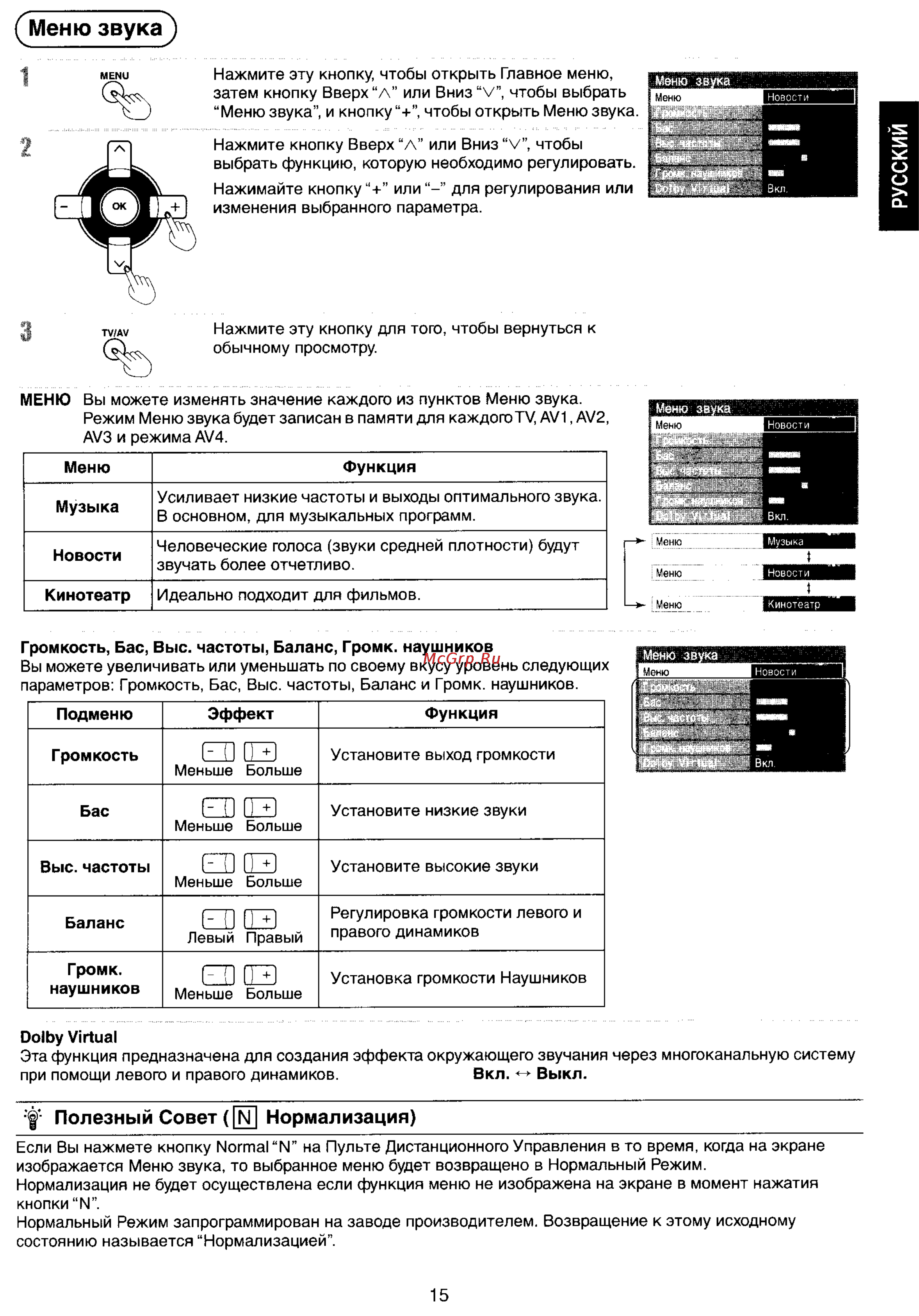 Panasonic TX-34P800T [15/33] Меню звука