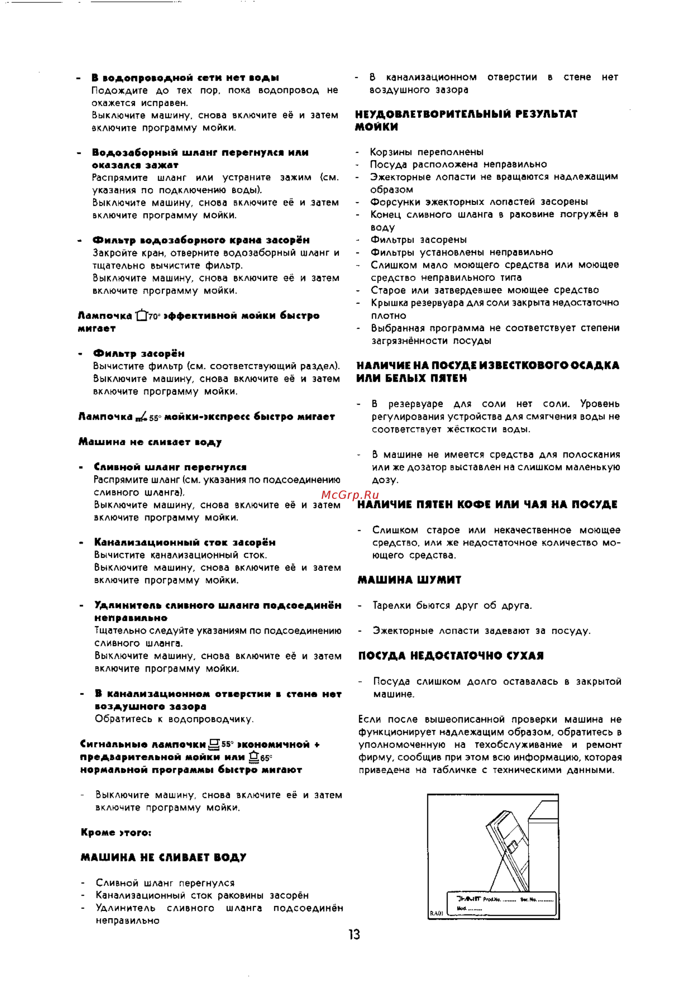 Electrolux ESL 459 [13/15] Лампочка 459 мойки экспресс быстро мигает