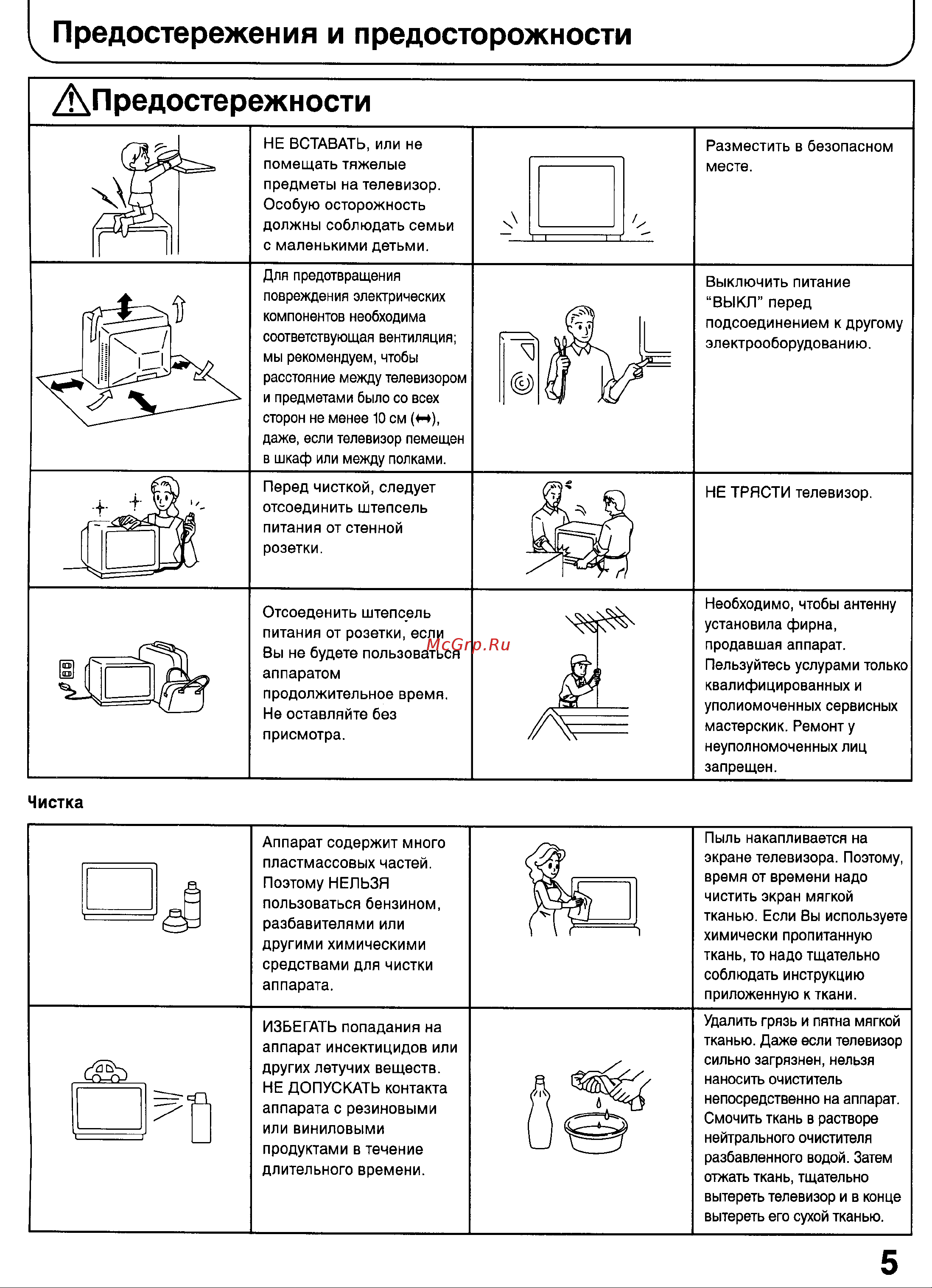 Panasonic TX-29P100T [5/59] Предостережения и предосторожности