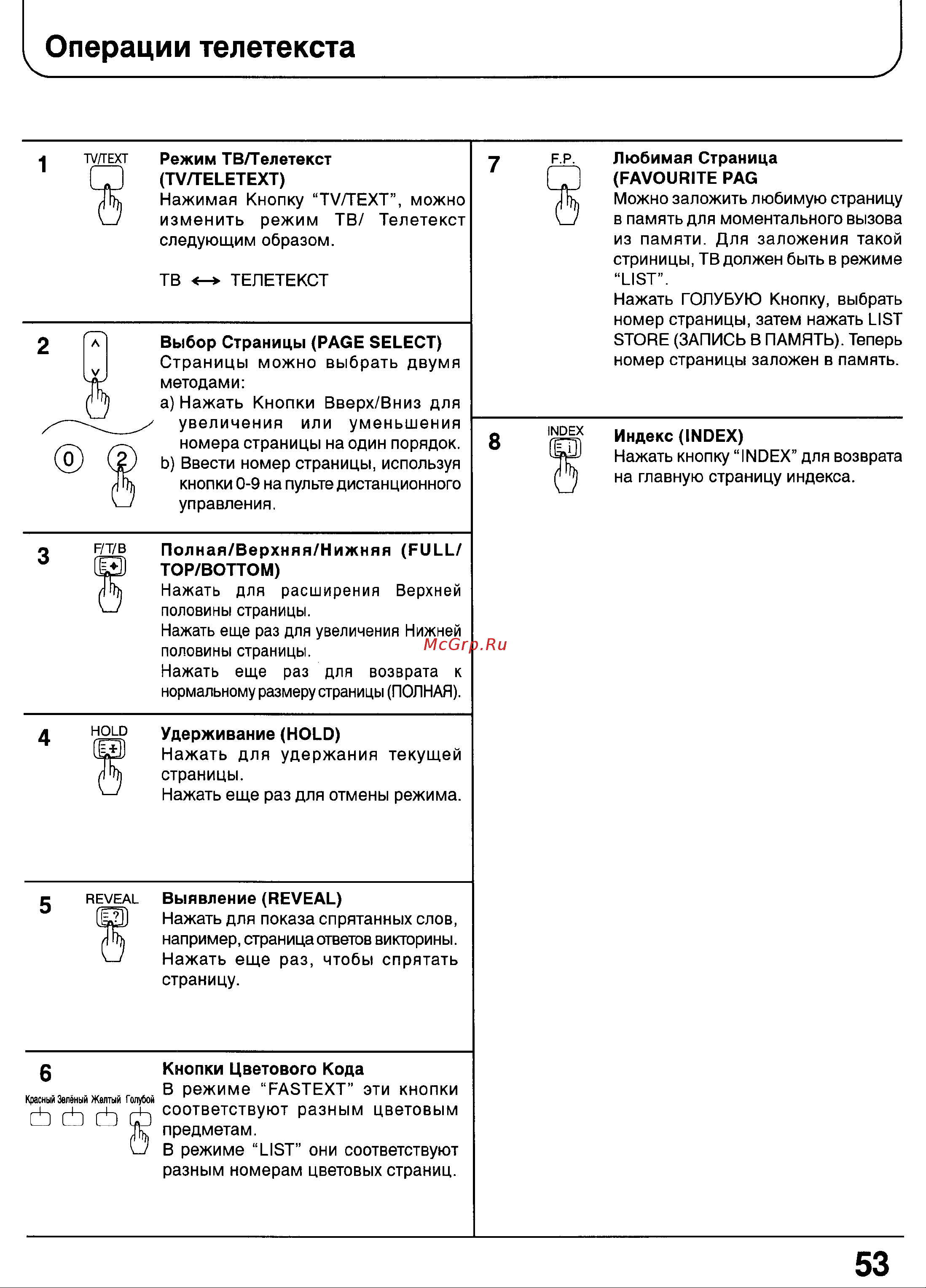 Panasonic TX-29P100T [51/59] Операции телетекста