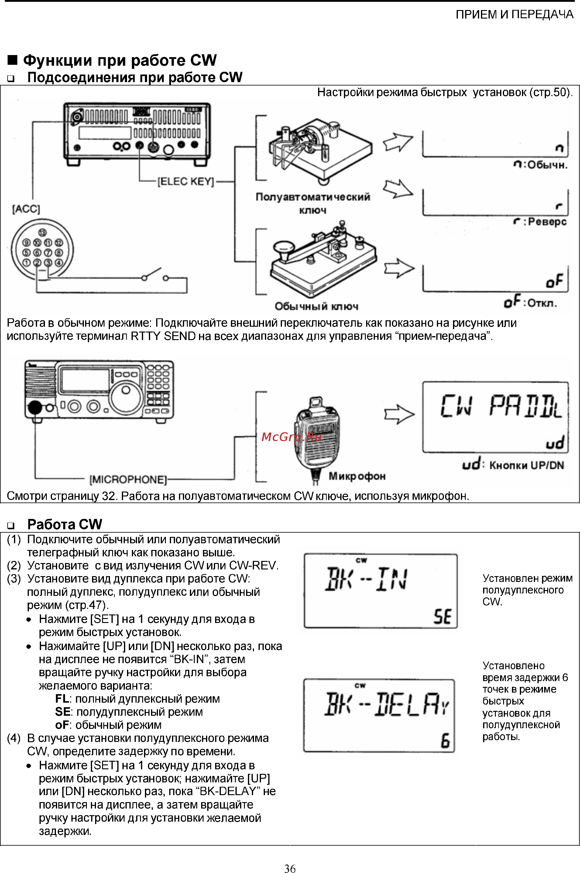 Icom IC-718 [36/65] Подсоединения при работе cw