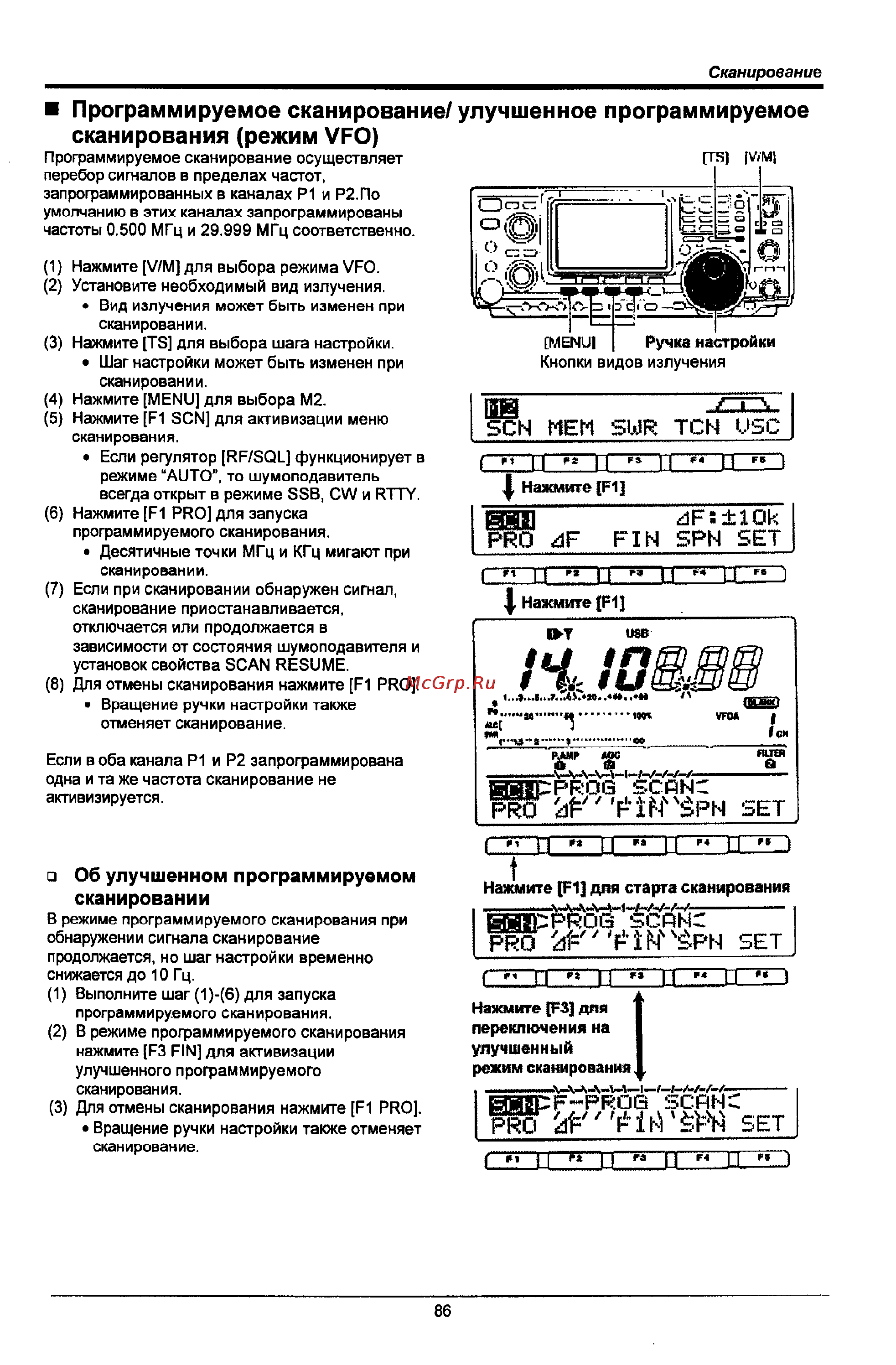 Icom IC-746 PRO [86/123] Сканирования режим vfo