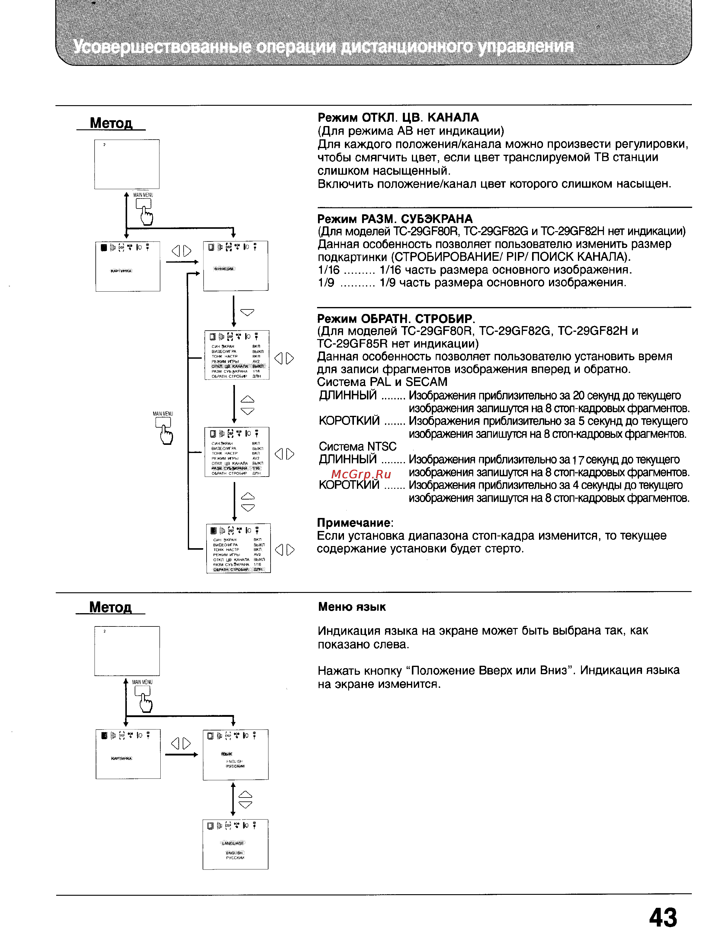 Panasonic TC-29GF85 [43/55] Усовершествованные операции дистанционного управления