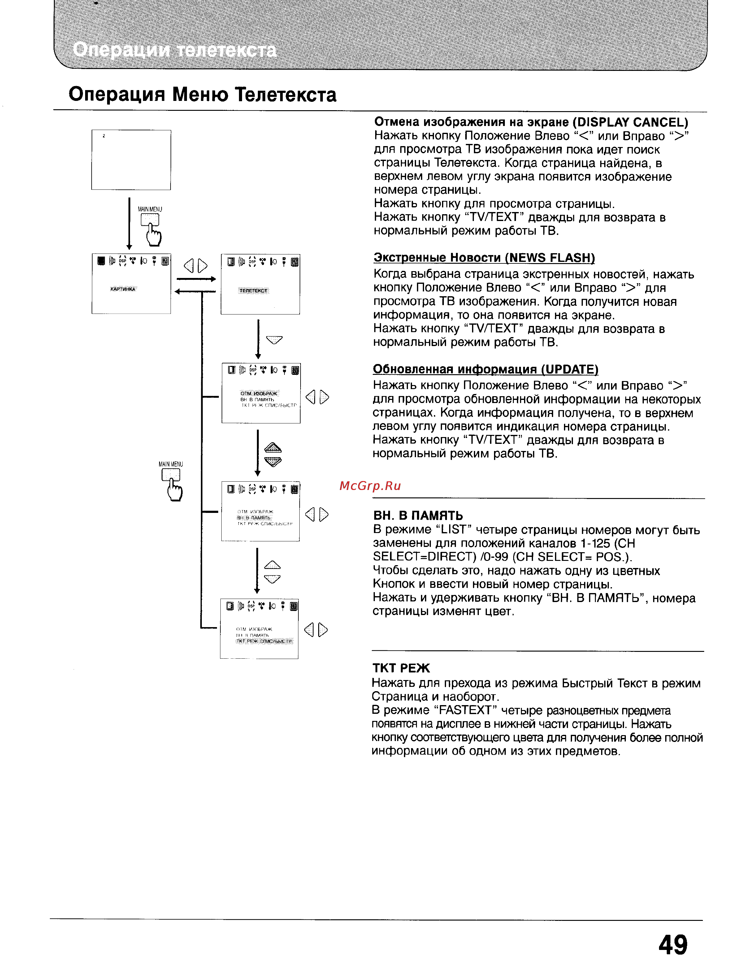Panasonic TX-33GF85 [49/55] Операция меню телетекста