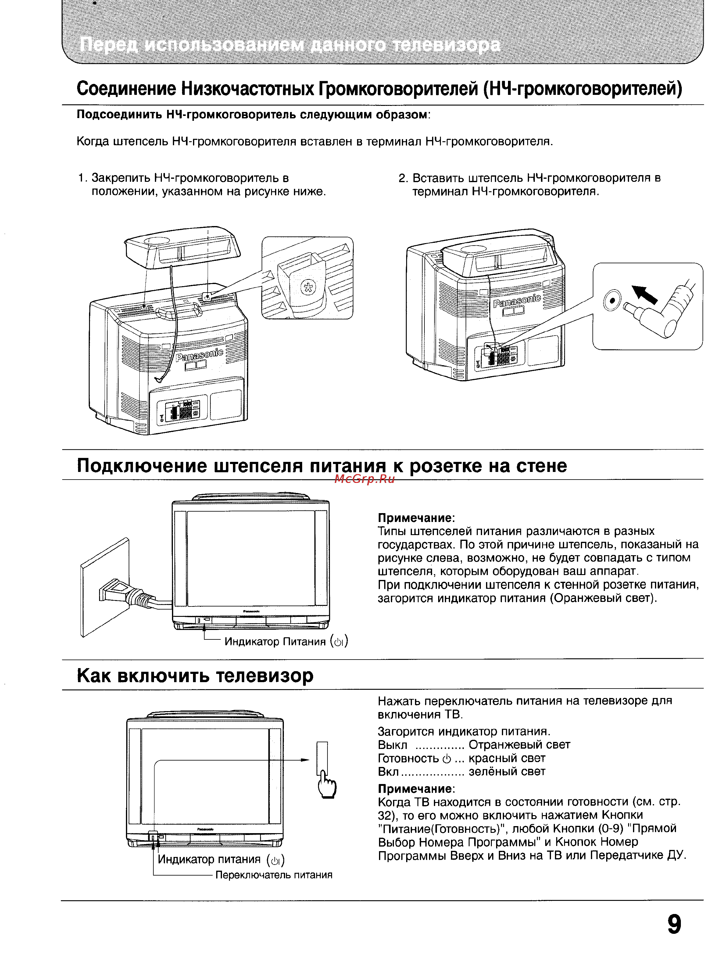 Panasonic TX-33GF85 [9/55] Как включить телевизор