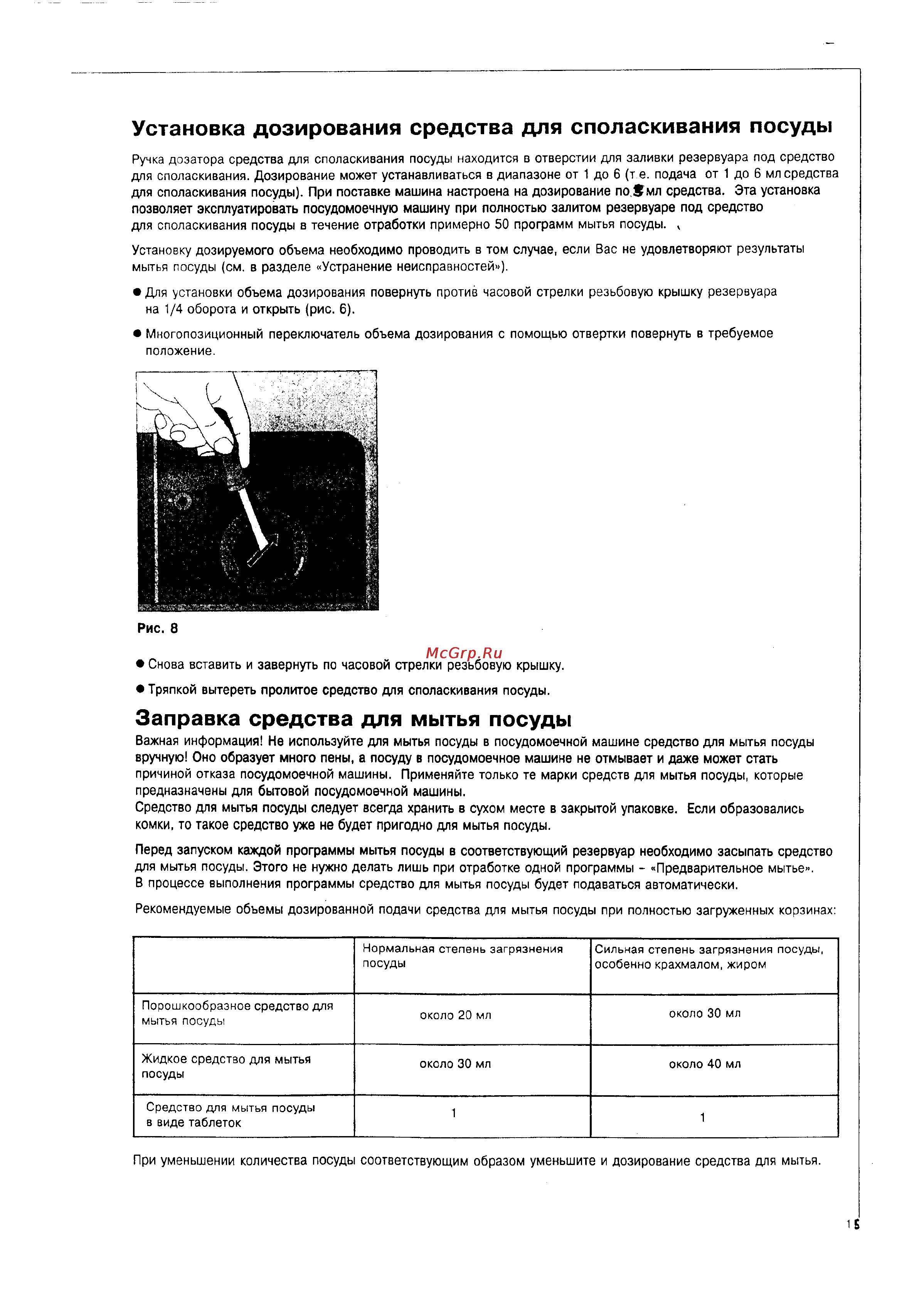 Electrolux ESI 680 [14/26] Заправка средства для мытья посуды