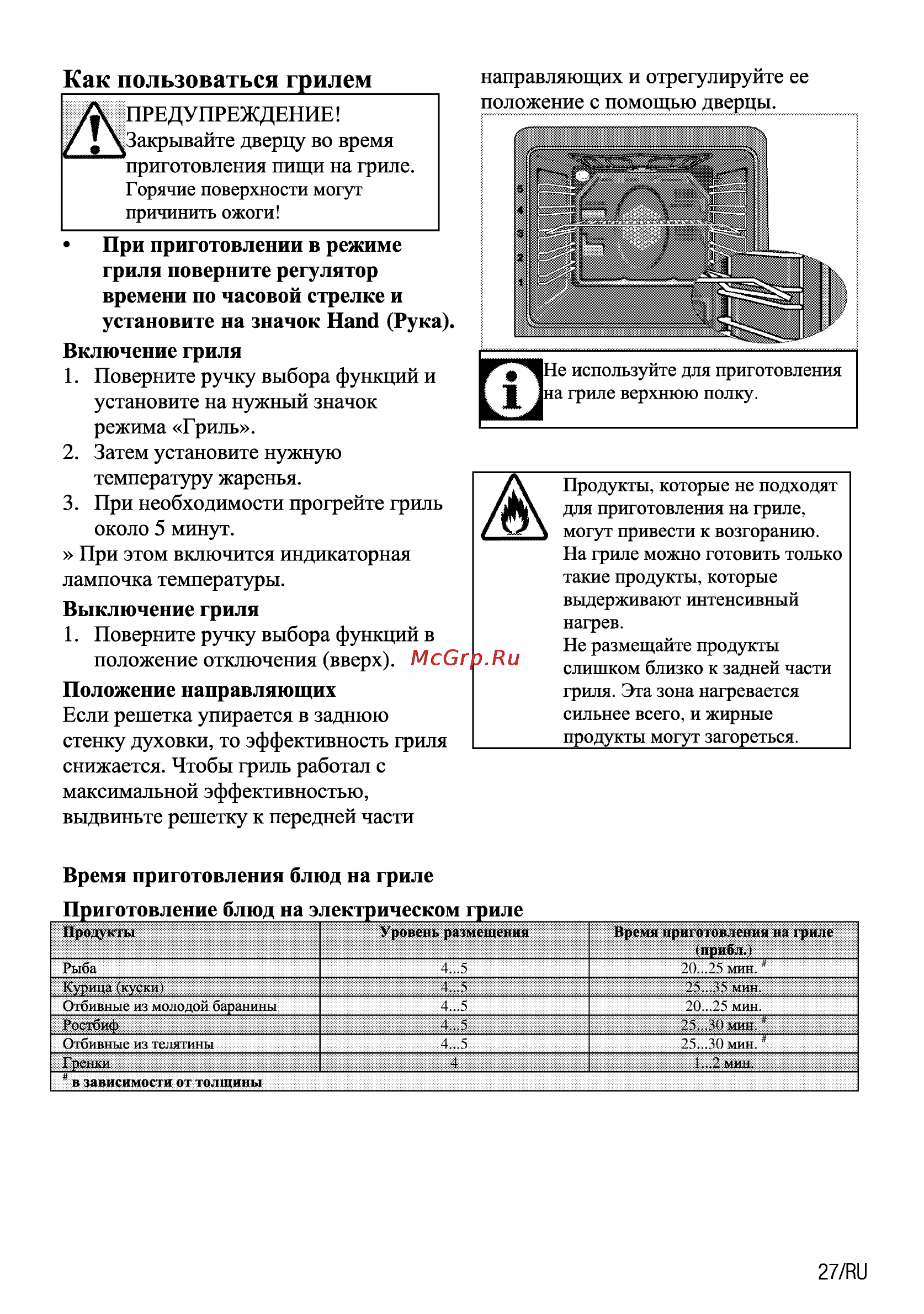 Beko CSE 67100 GW [83/92] Как пользоваться грилем