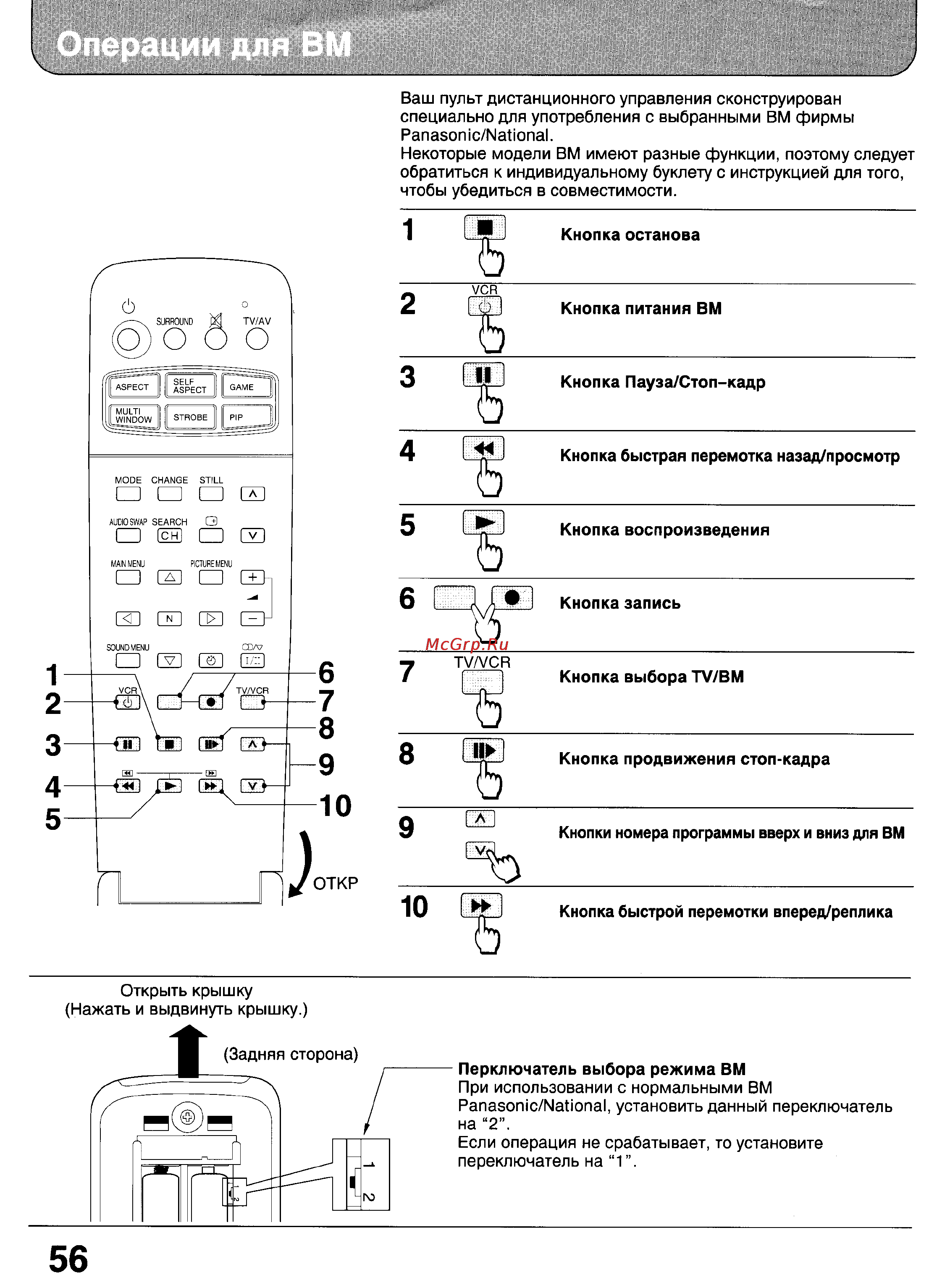 Panasonic TX-32WG25 [55/59] Операции для вм