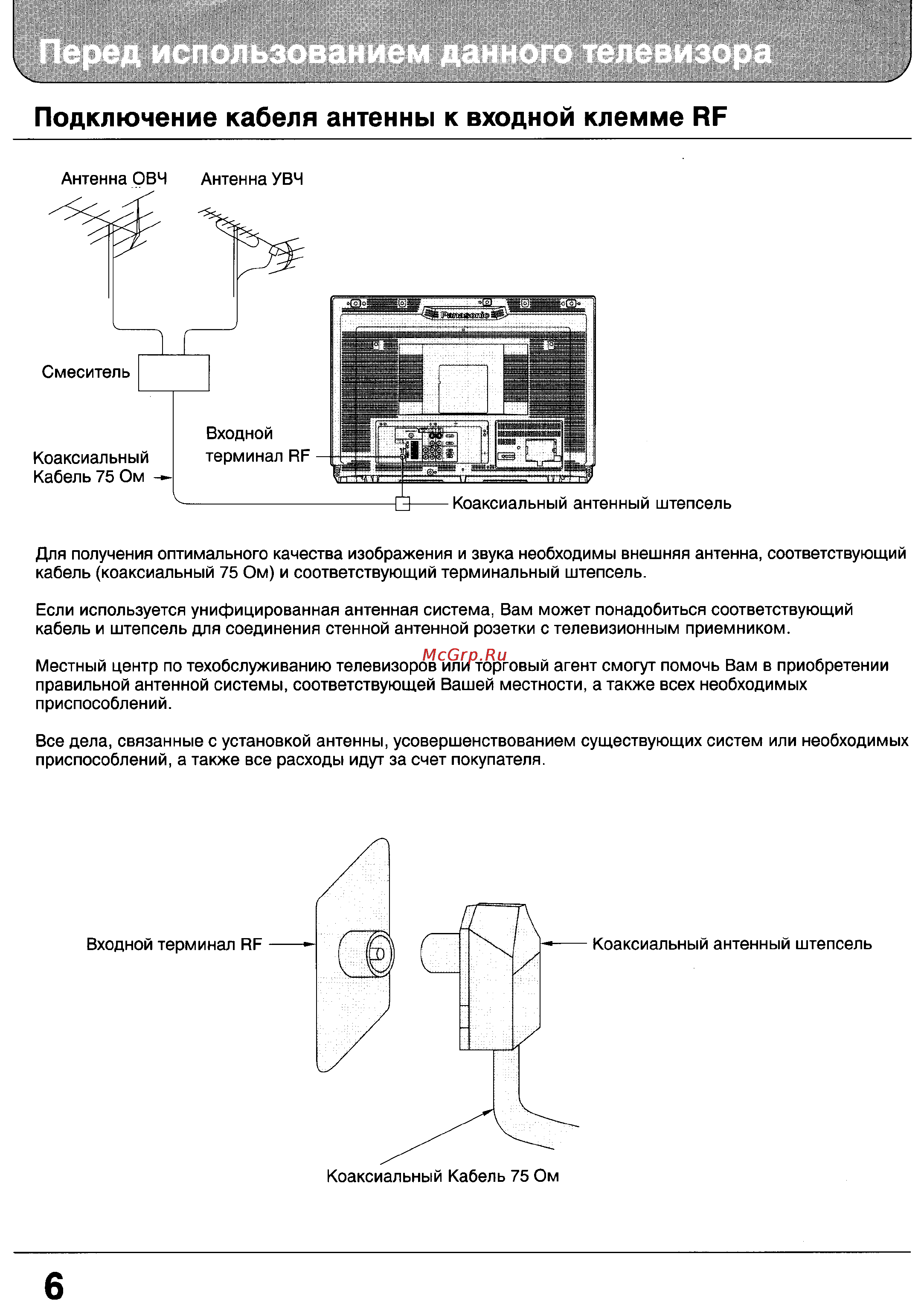 Panasonic TX-32WG25 [6/59] Перед использованием данного телевизора