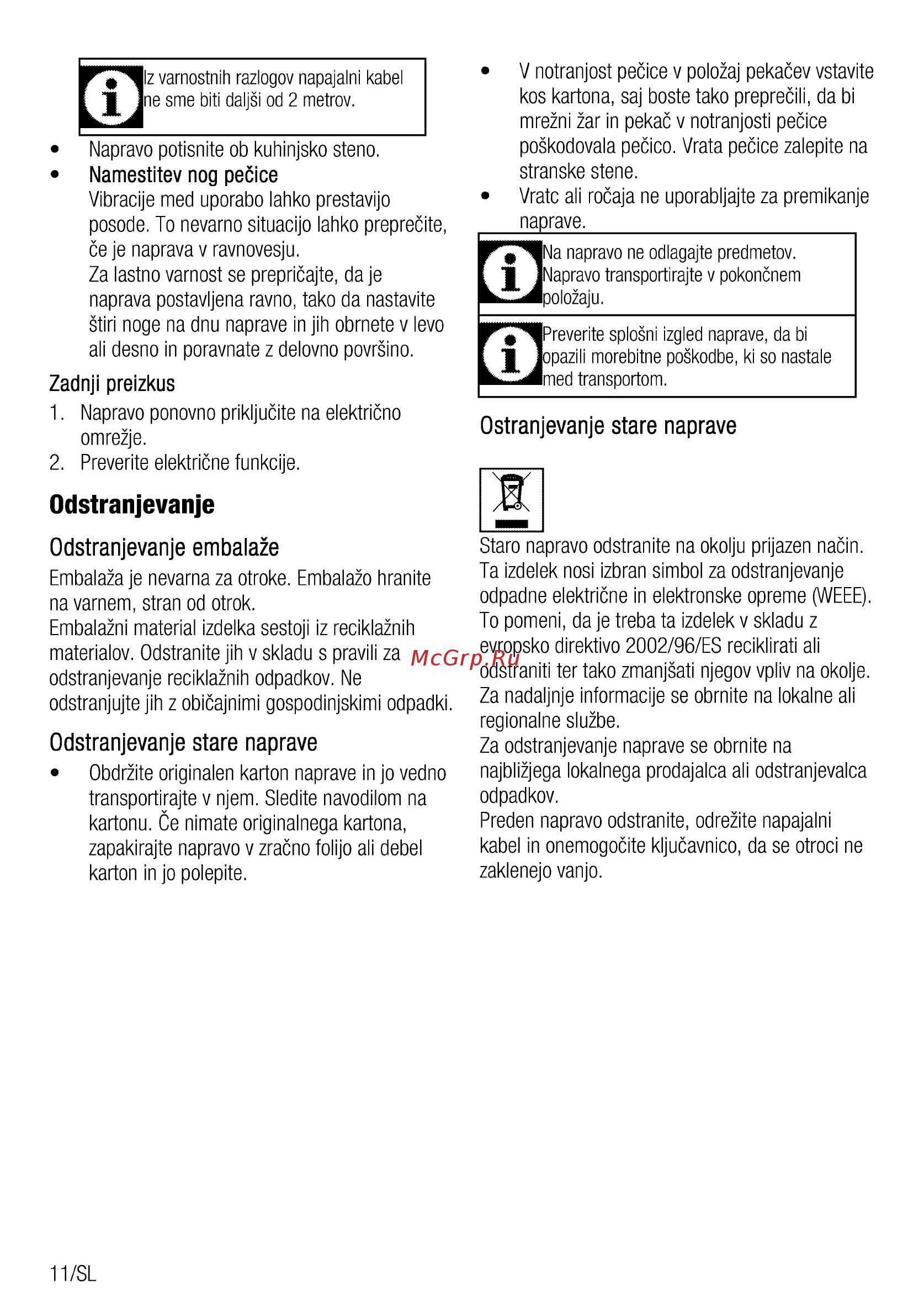 Beko CSE 57100 GW [60/76] Odstranjevanje