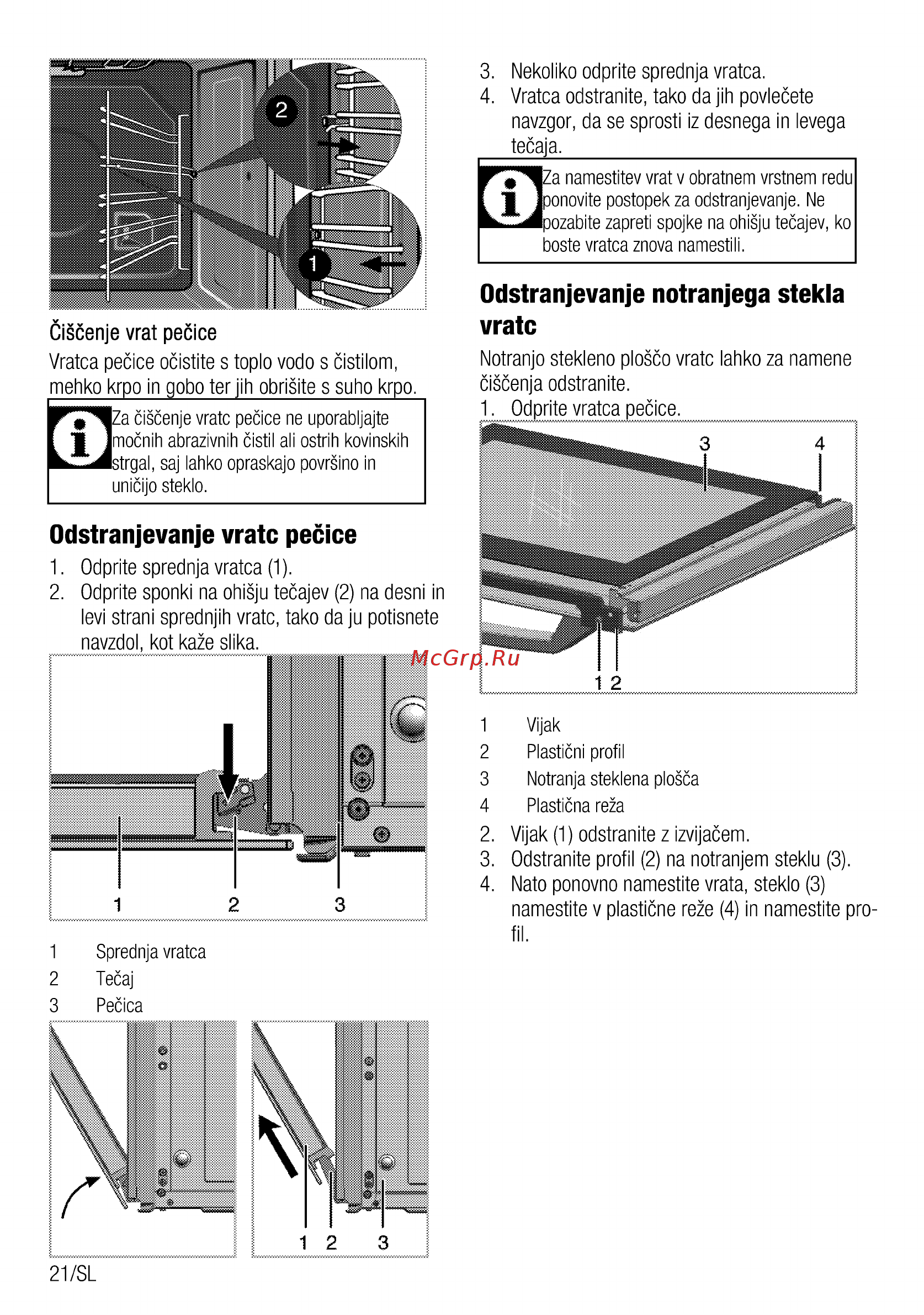 Beko CSE 57100 GW [70/76] Odstranjevanje notranjega stekla vratc