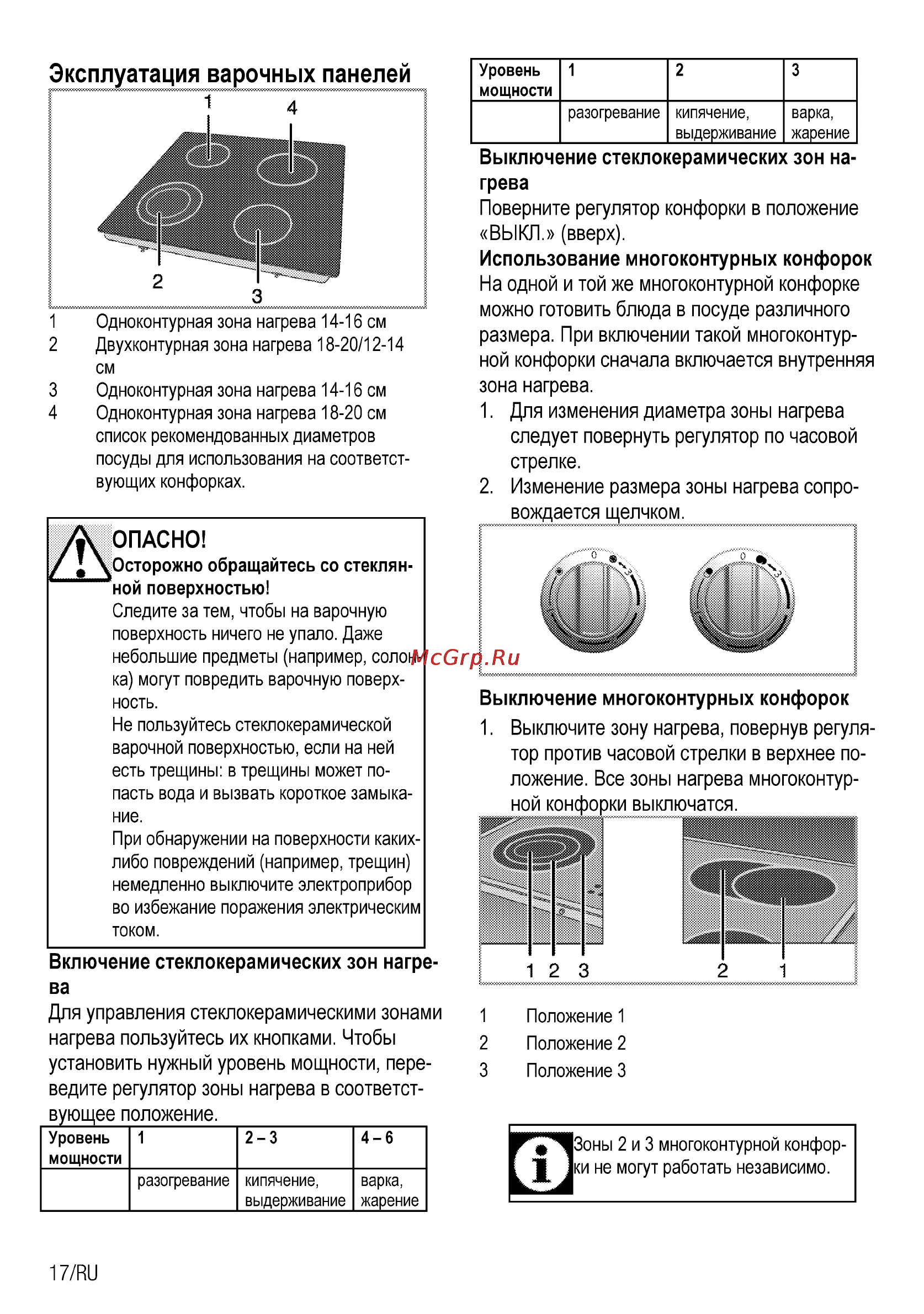 Beko CSE 57100 GX [17/29] Эксплуатация варочных панелей