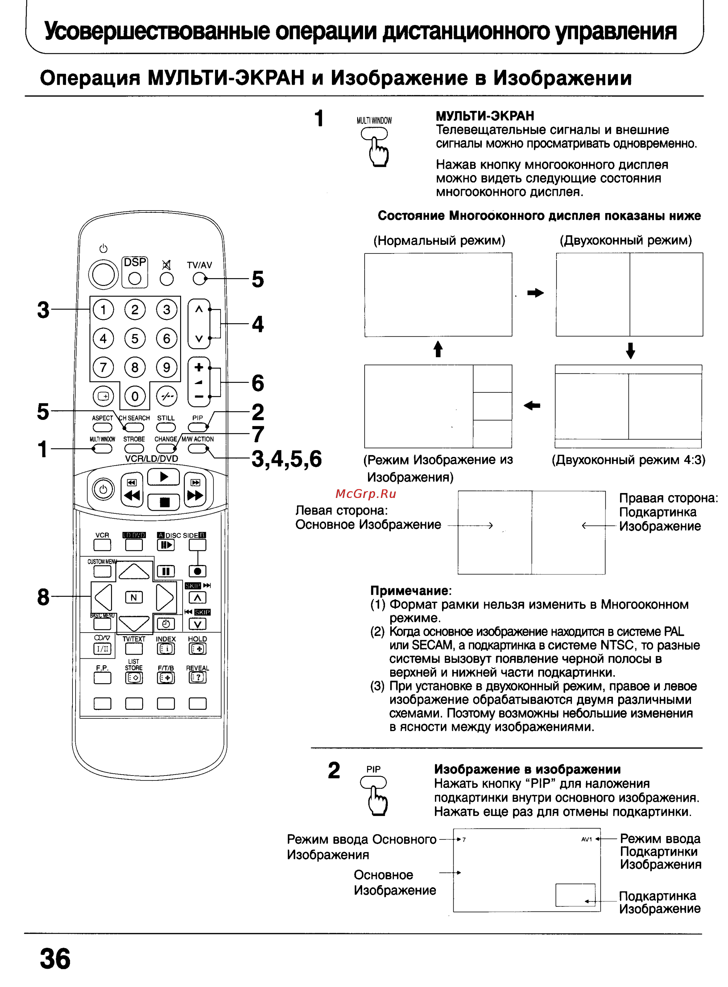 Panasonic TX-28W100 [36/68] Уьовершествованные операции дистанционного управления j