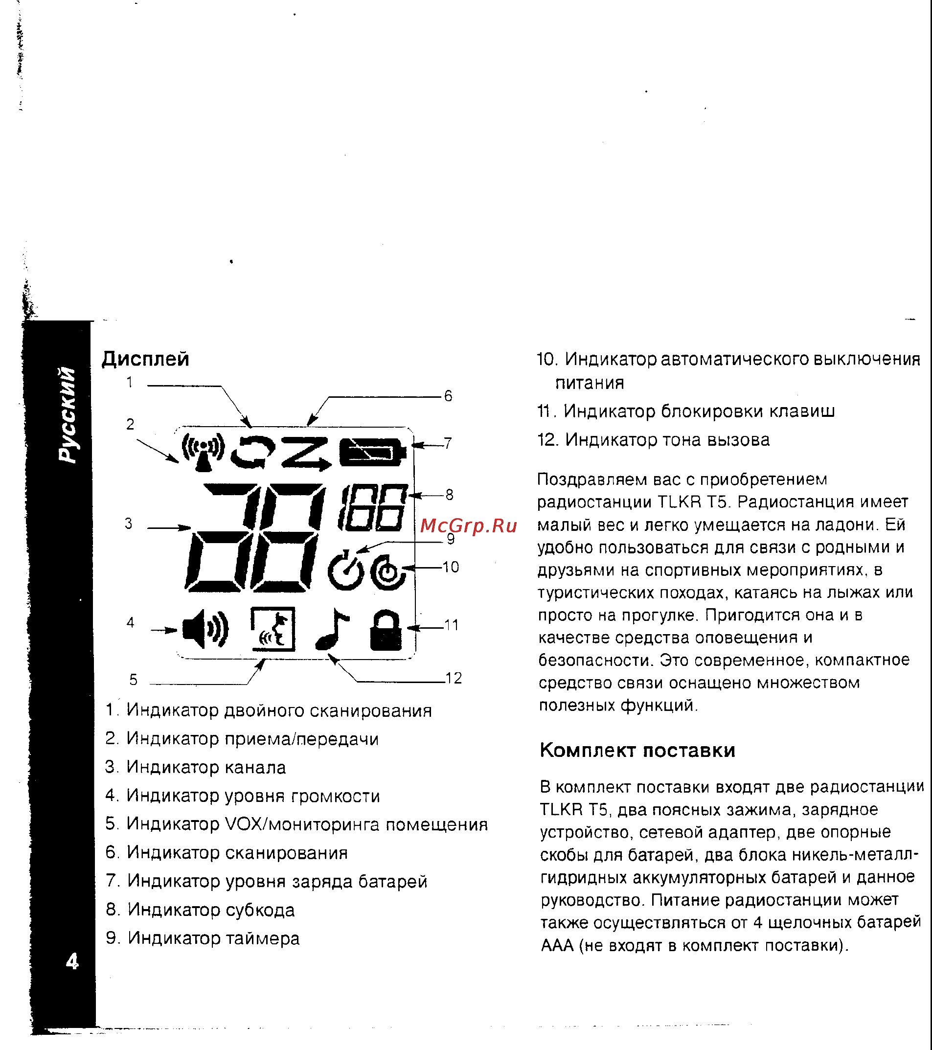 Motorola TLKR-T5 [4/18] Дисплей
