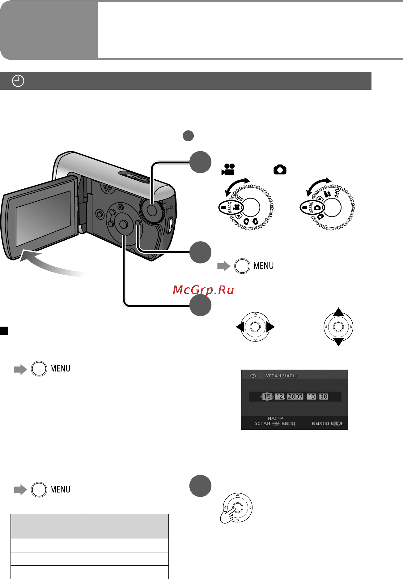 Panasonic SDR-SW20 [24/96] Установка даты и времени