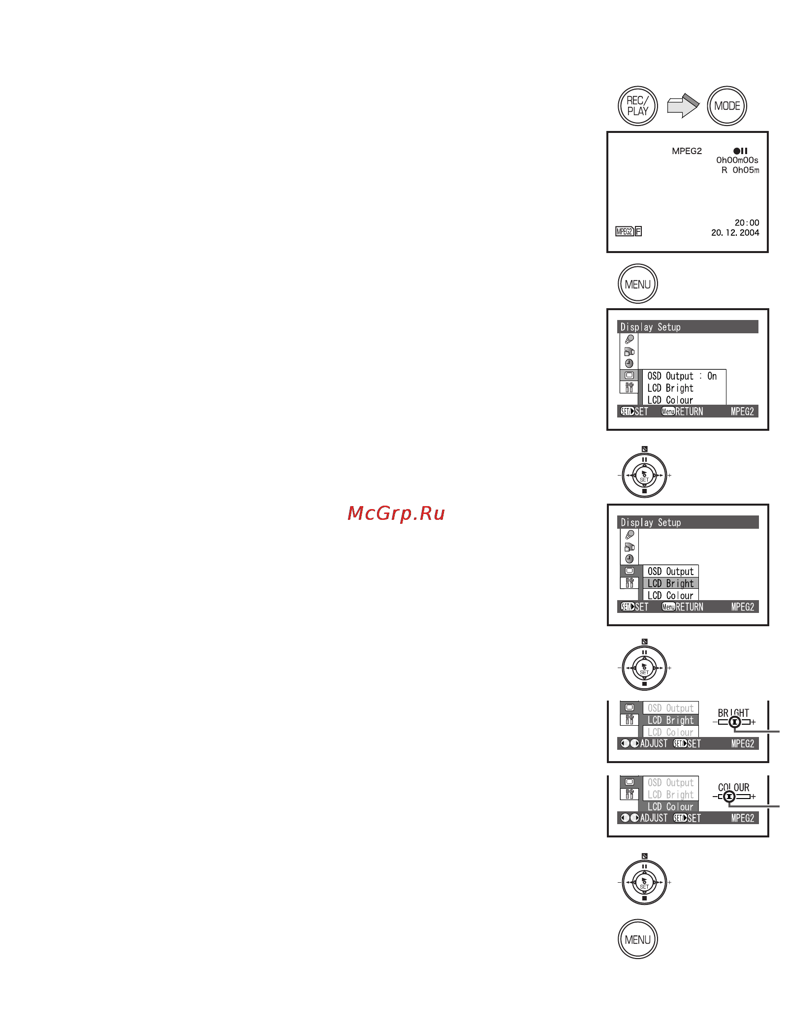 Panasonic SV-AV100 [22/88] Настройка яркости и цветности жк монитора
