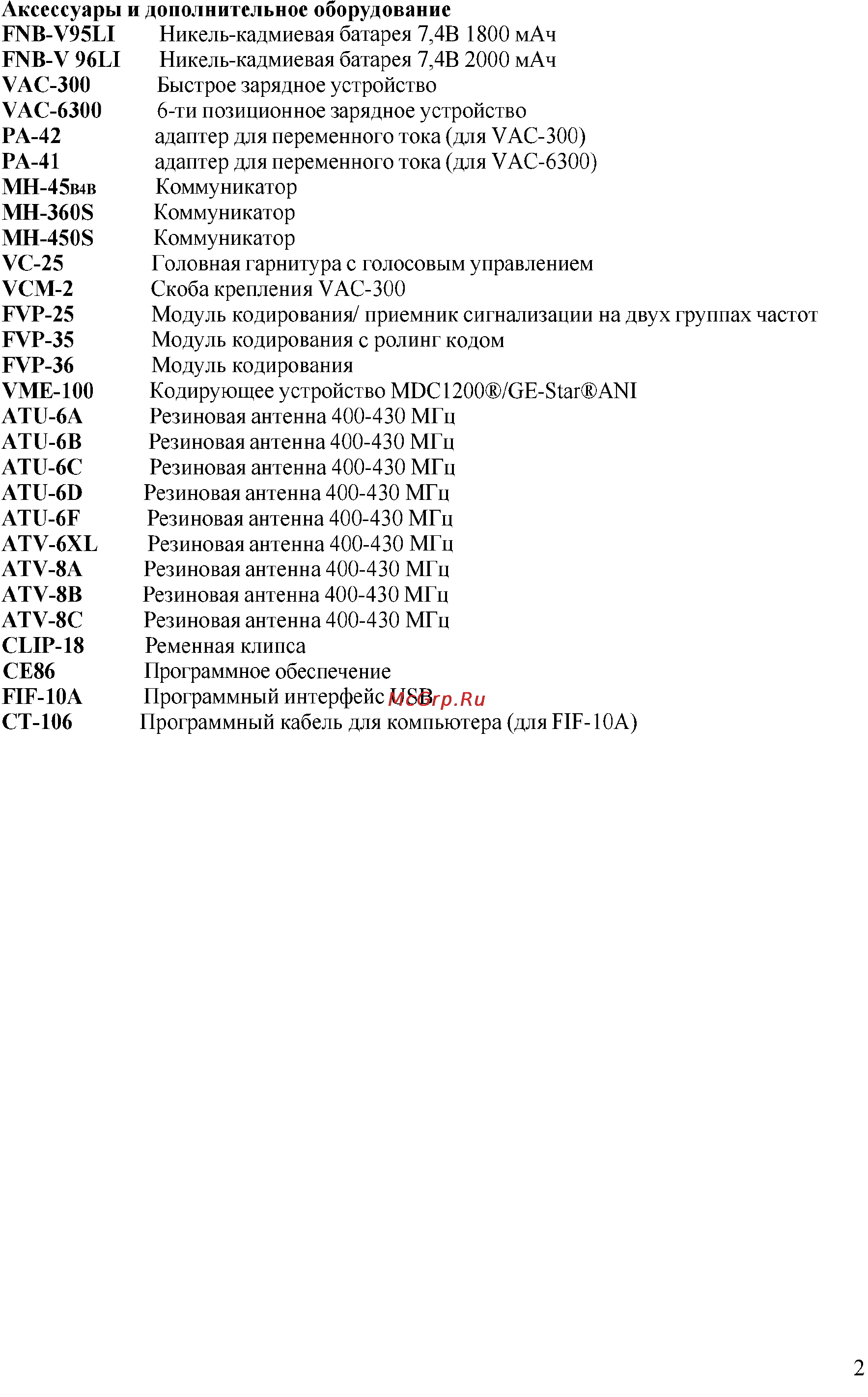 Vertex Standart VX-351 Инструкция по эксплуатации онлайн [2/10] 31592