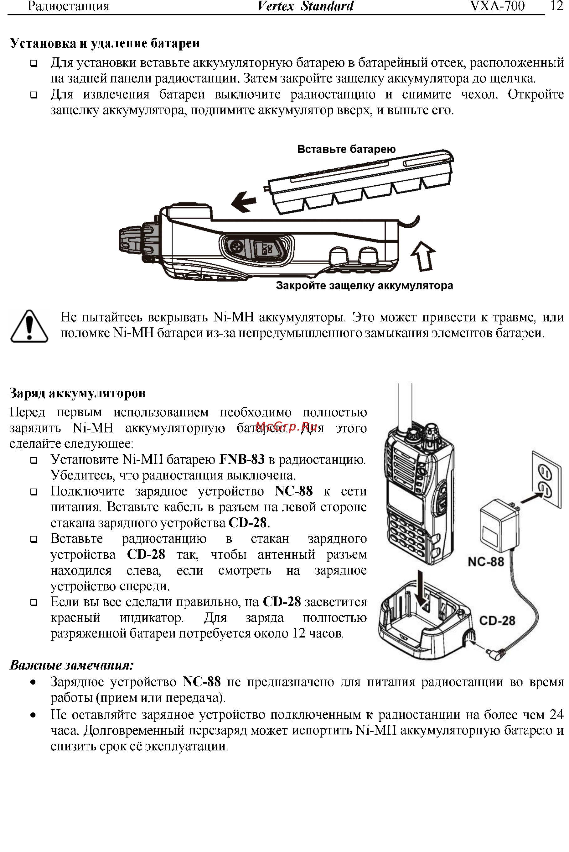 Vertex Standart VXA-300 Инструкция по эксплуатации онлайн [12/52] 31632