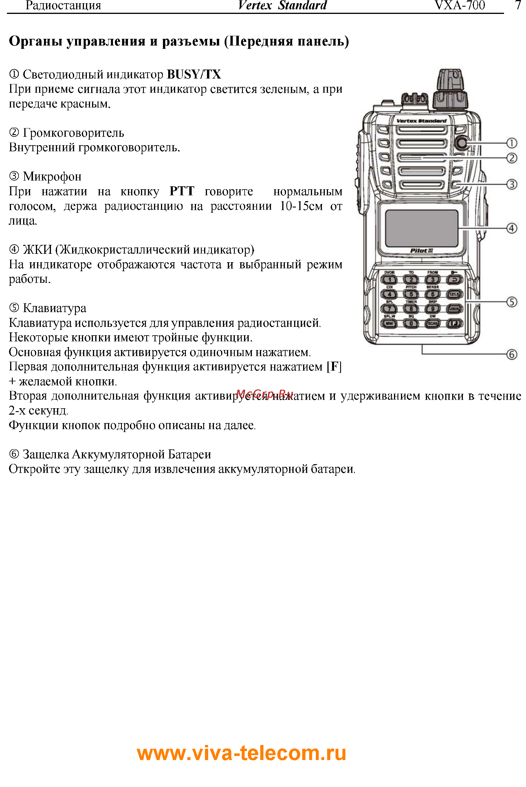 Vertex Standart VXA-300 Инструкция по эксплуатации онлайн [7/52] 31632
