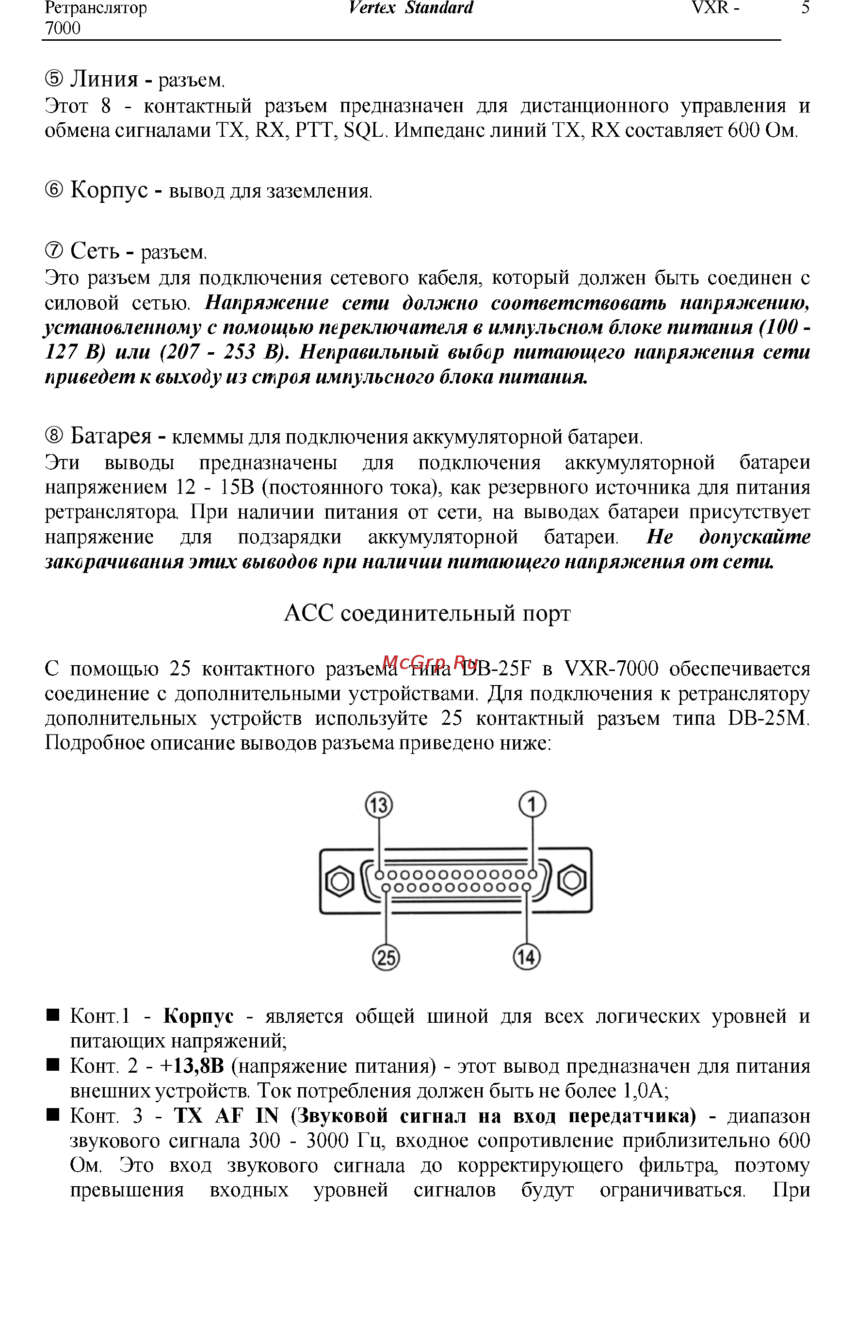 Vertex Standart VXR-7000 [5/10] Асс соединительный порт