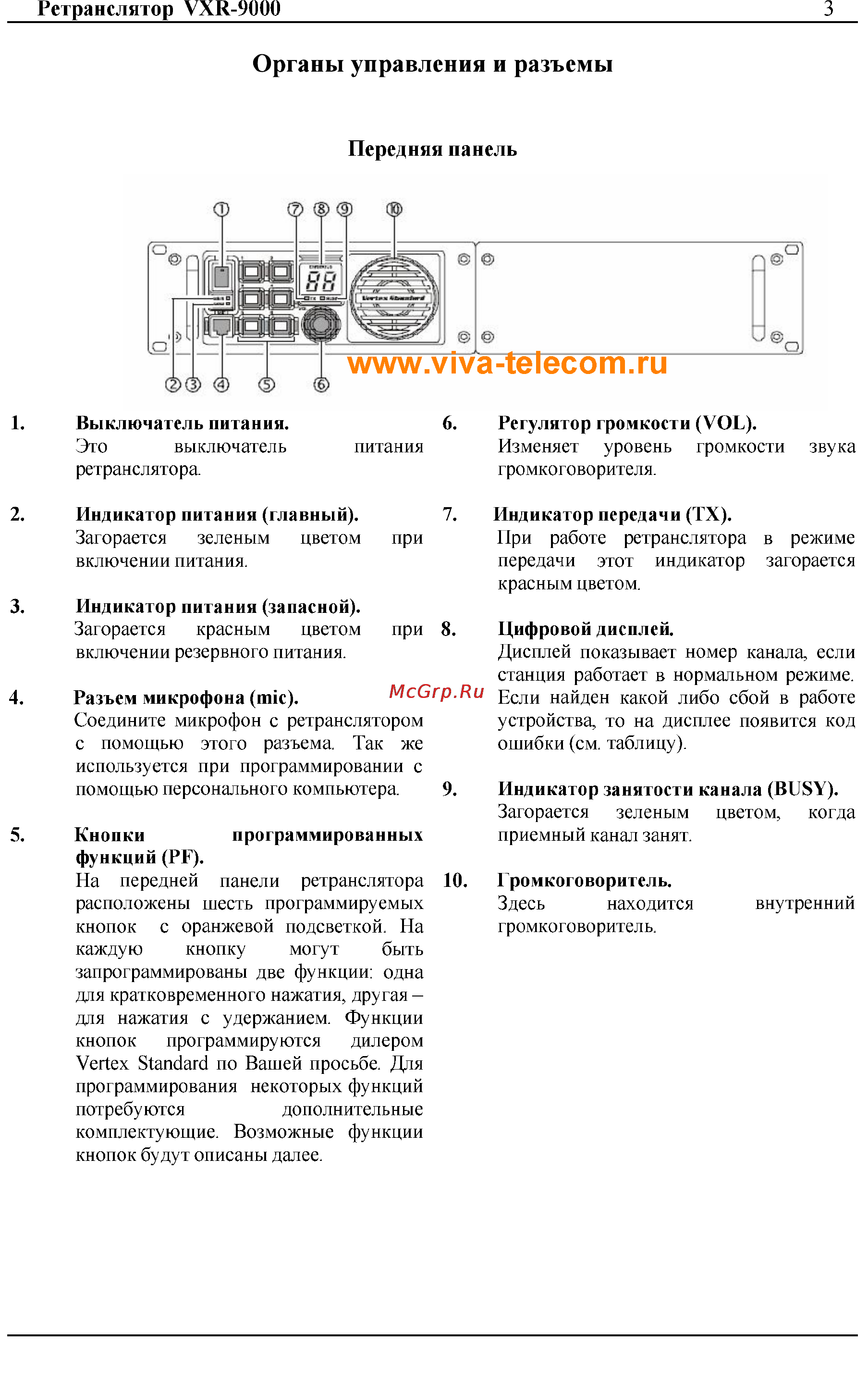 Vertex Standart VXR-9000 Инструкция по эксплуатации онлайн [3/14] 31647