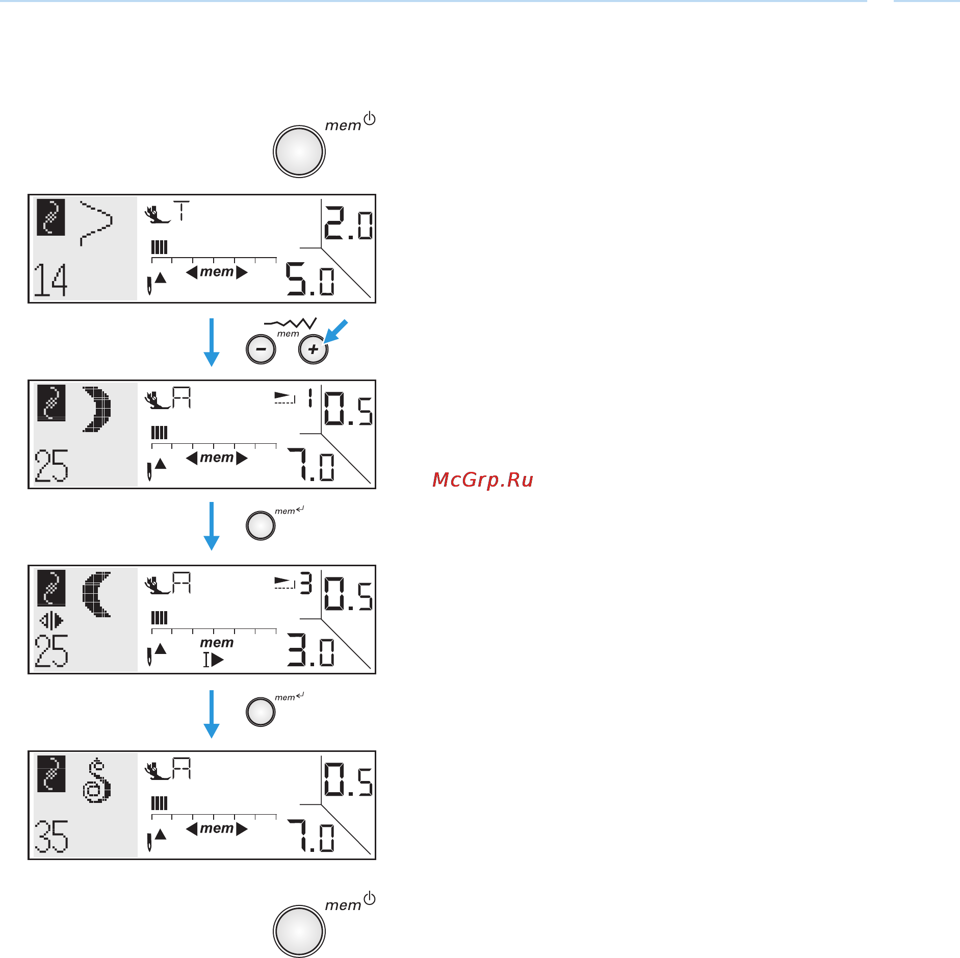 Bernina Bernette 2092c [68/77] Изменение сохраненных образцов строчек