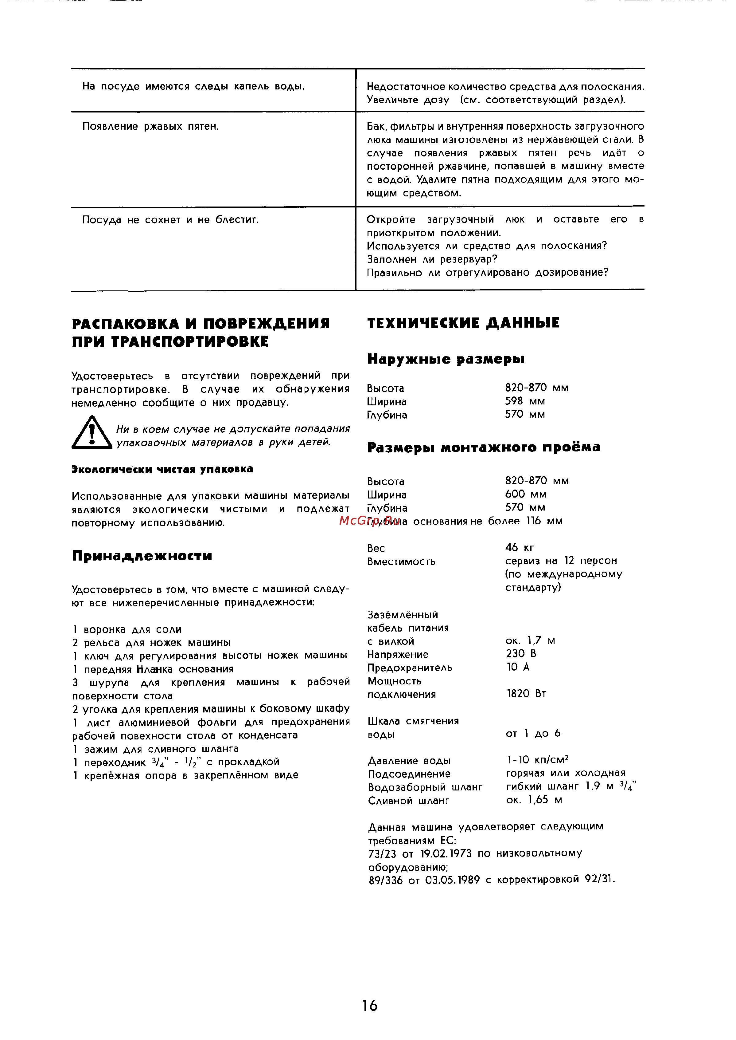 Electrolux ESF 665 [16/19] Наружные размеры