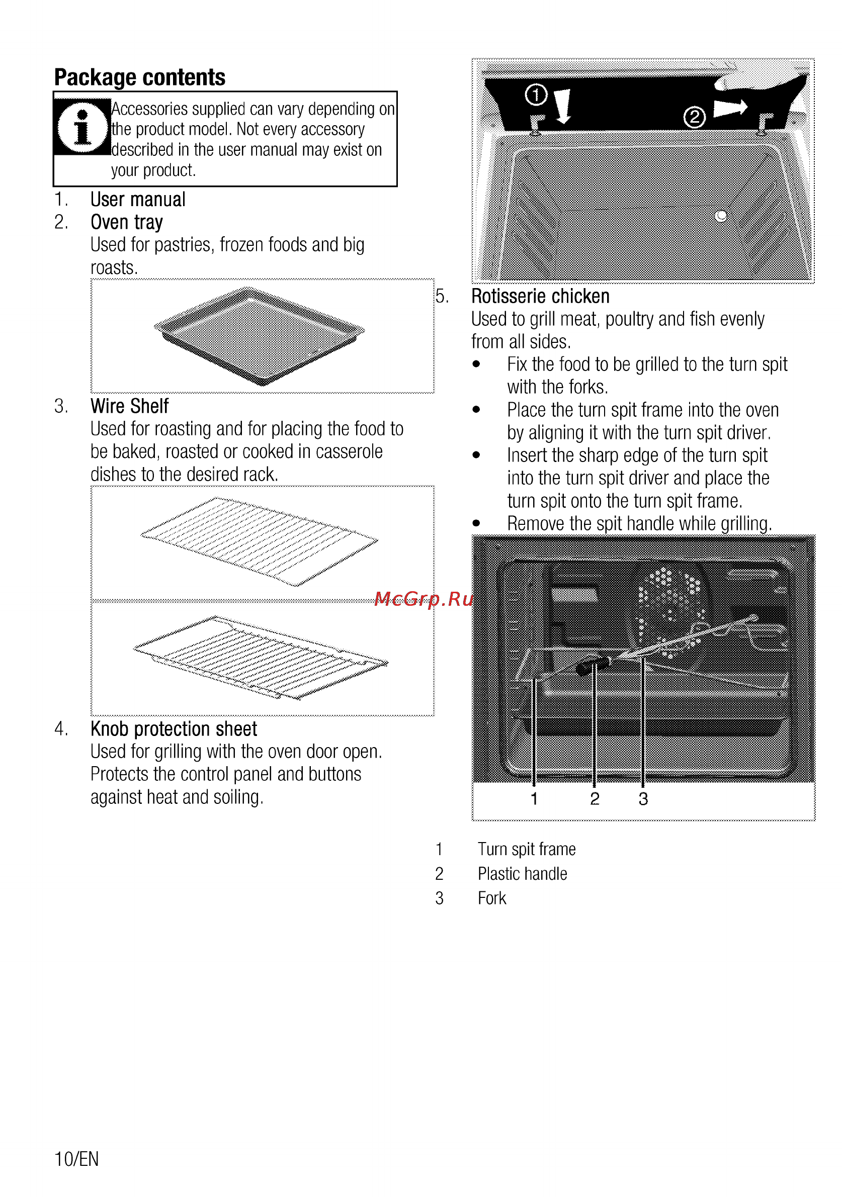 Beko CSG 52120 GX [10/96] Package contents