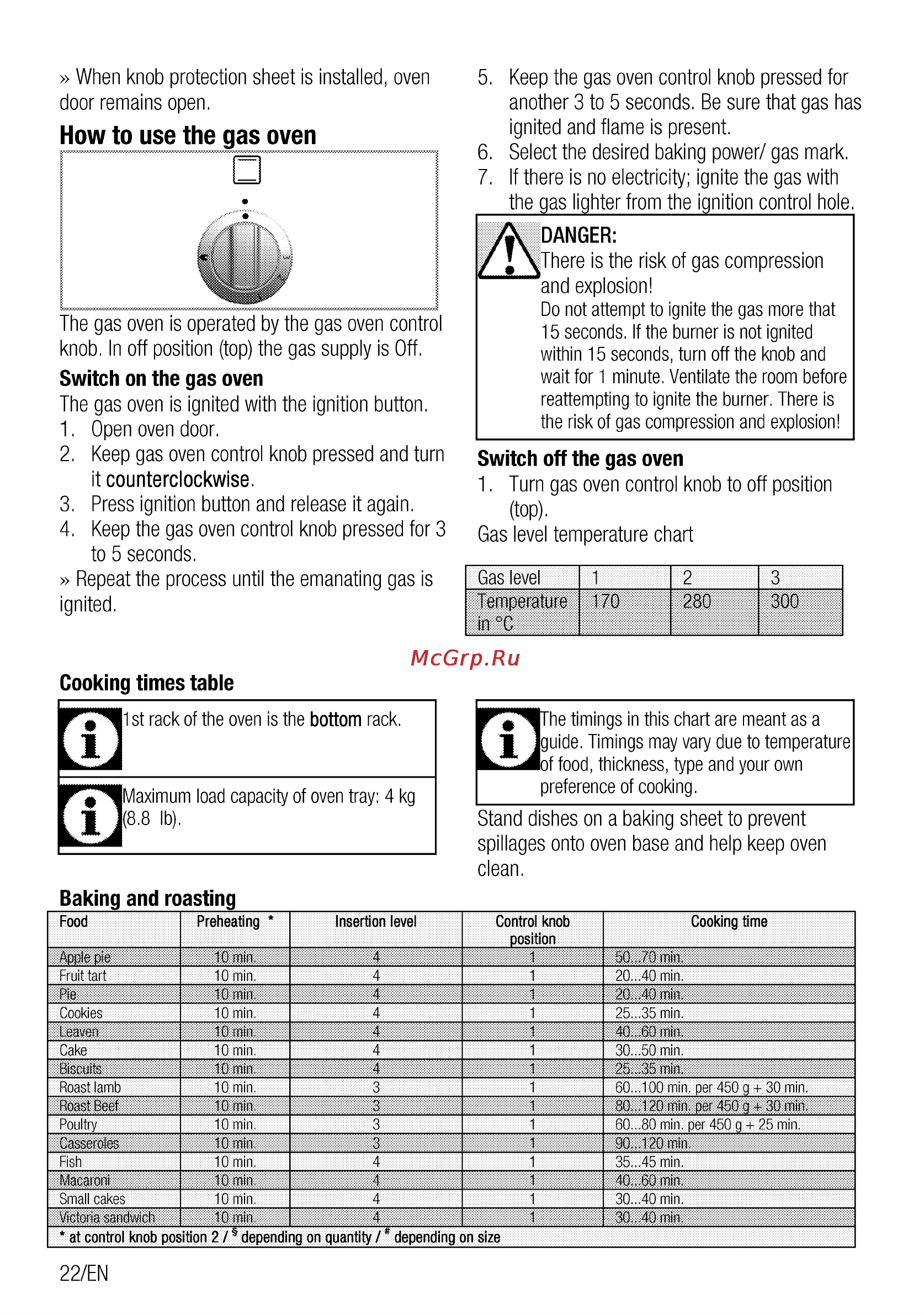 Beko CSG 52120 GX [22/96] How to use the gas oven