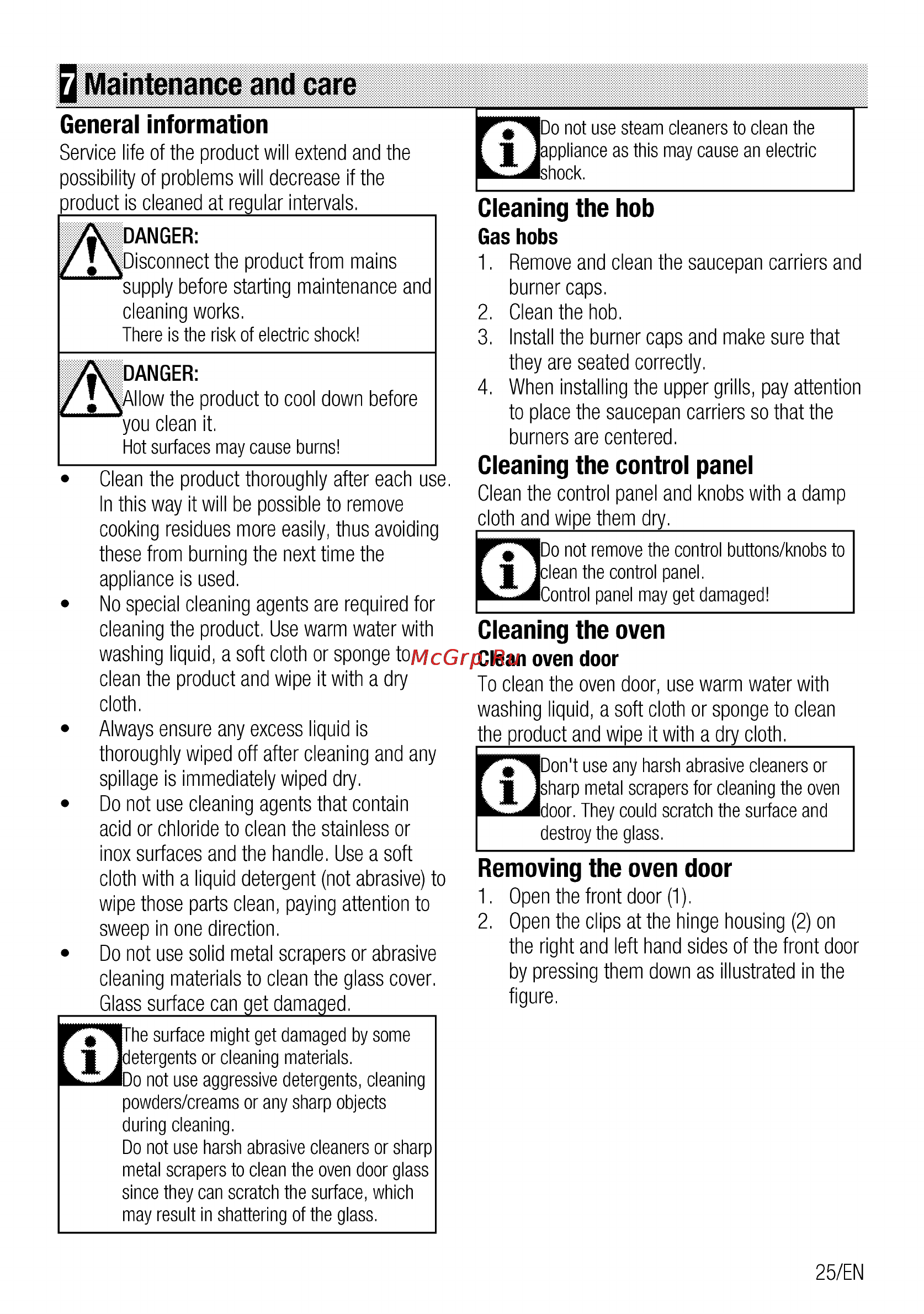 Beko CSG 52120 GX [25/96] Maintenance and care