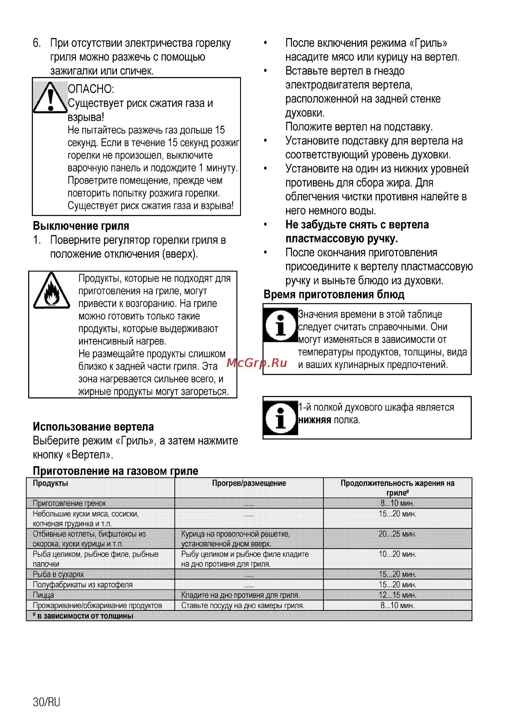 Beko CSG 52120 GX [56/96] Значения времени в этой таблице