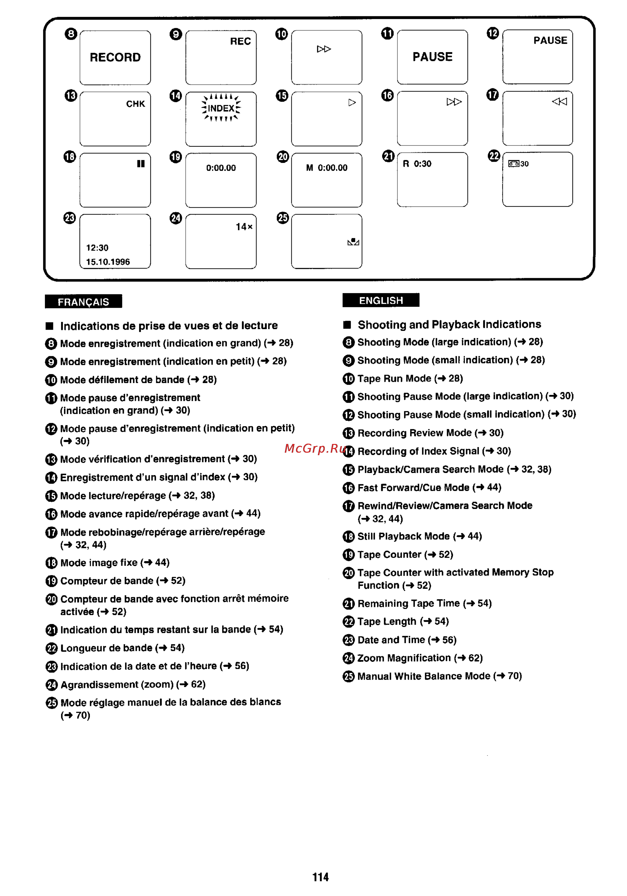 Panasonic NV-RX1 [103/113] Indications de prise de vues et de lecture