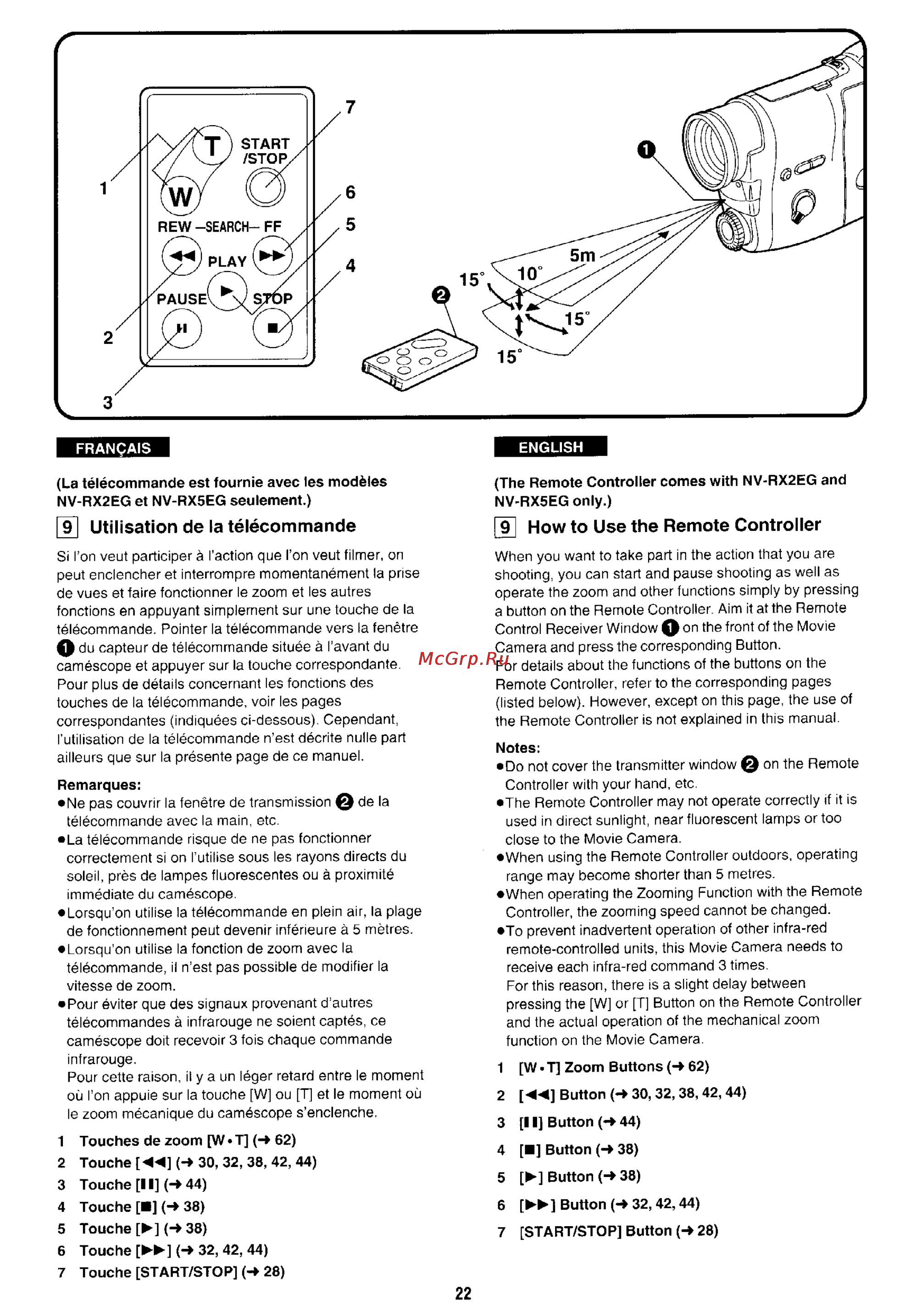 Panasonic NV-RX1 [18/113] Utilisation de la télécommande