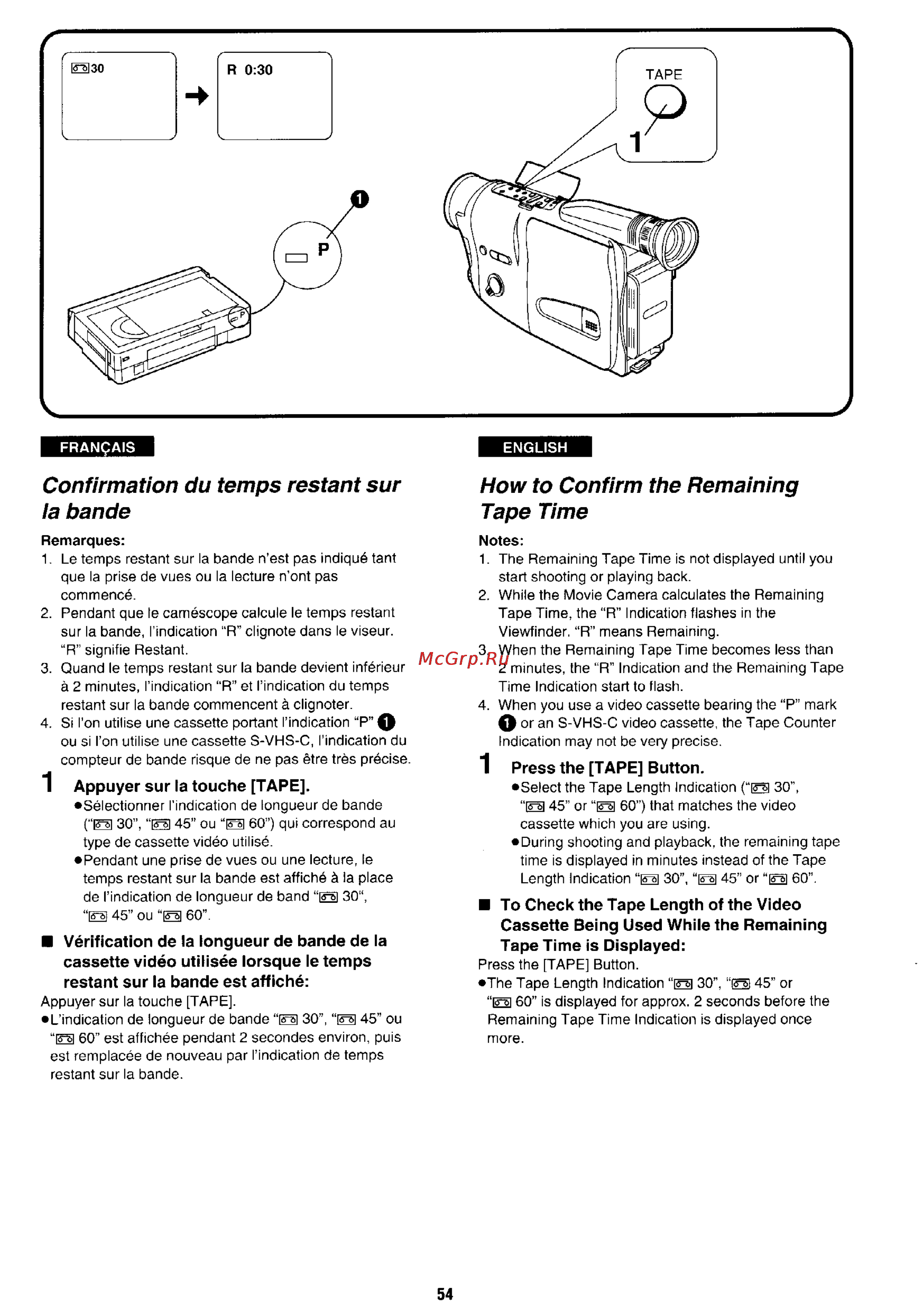 Panasonic NV-RX1 [50/113] Confirmation du temps restant sur ta bande
