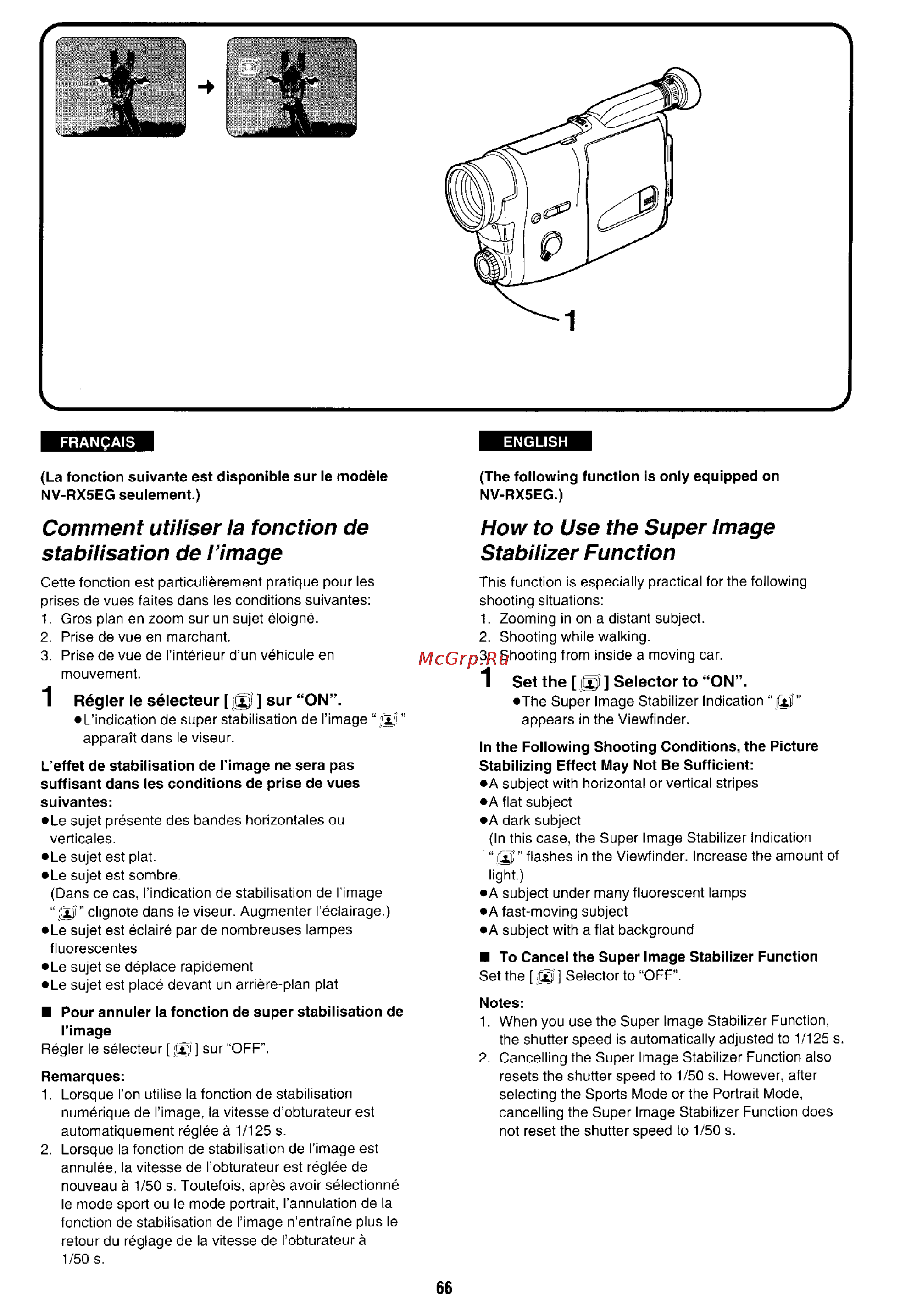 Panasonic NV-RX5 [62/113] Comment utiliser la fonction de stabilisation de l image